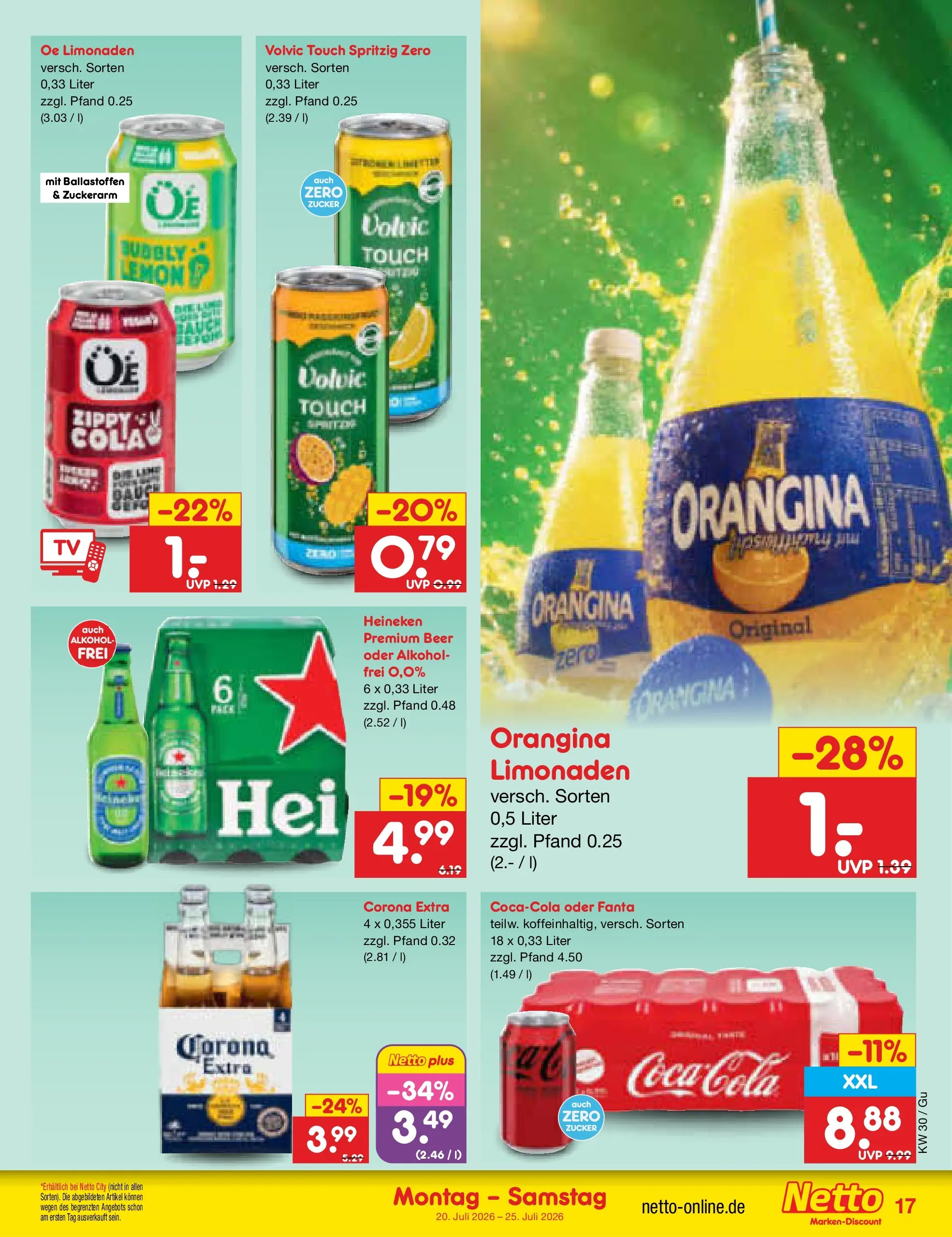 Netto Marken-Discount Prospekt Augustusburg (ab 19.07.2026) » Angebote | Seite: 27 | Produkte: Coca cola, Fanta, Volvic touch, Heineken