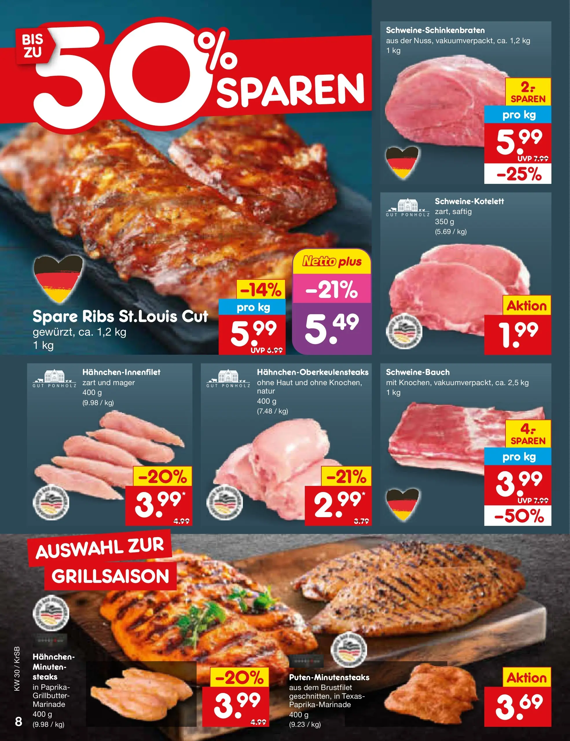 Netto Marken-Discount Prospekt Jüchen (ab 20.07.2026) » Angebote | Seite: 12 | Produkte: Hahnchen, Schweinebauch, Spare ribs, Paprika