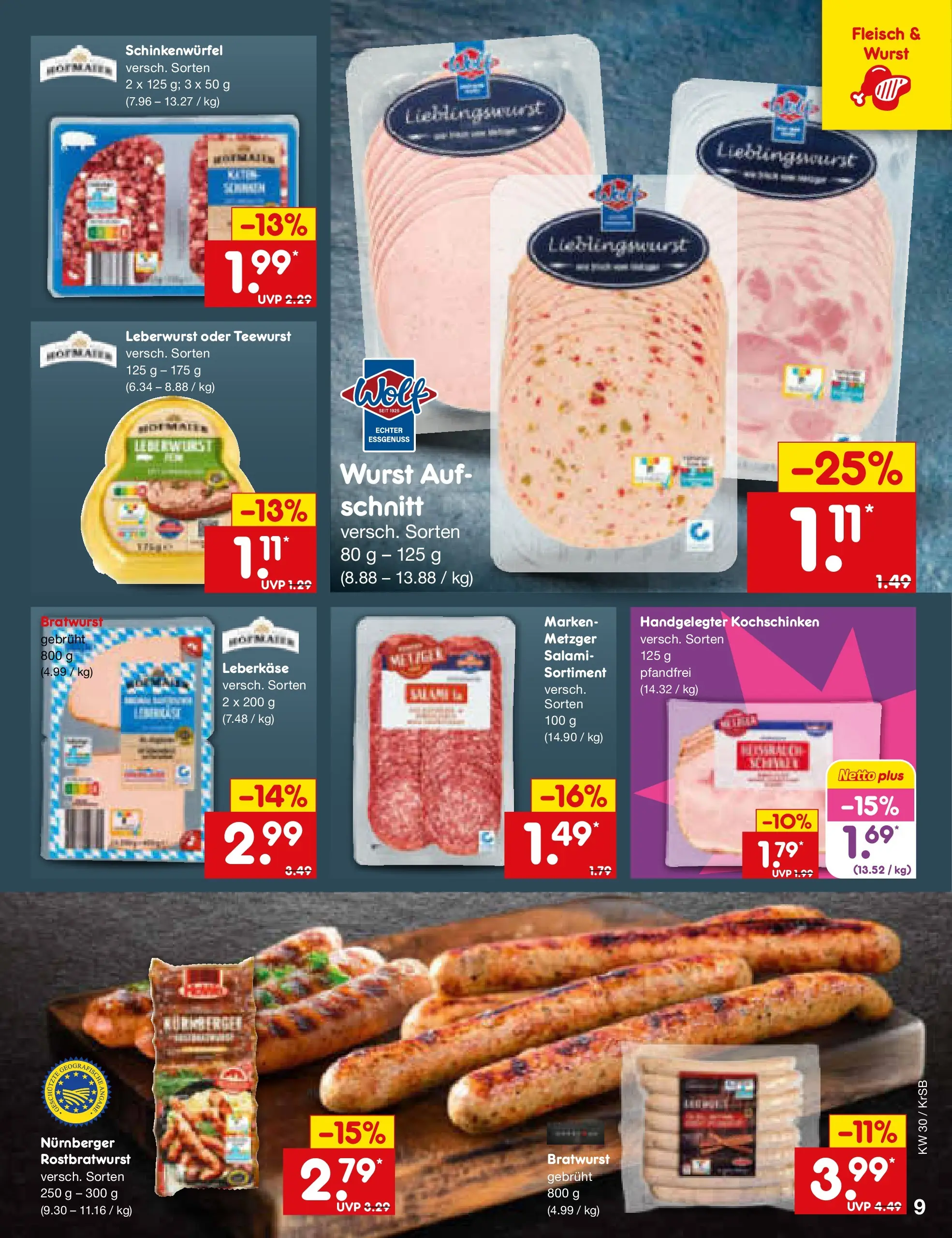 Netto Marken-Discount Prospekt Jüchen (ab 20.07.2026) » Angebote | Seite: 13 | Produkte: Bratwurst, Salami, Fleisch, Leberkase