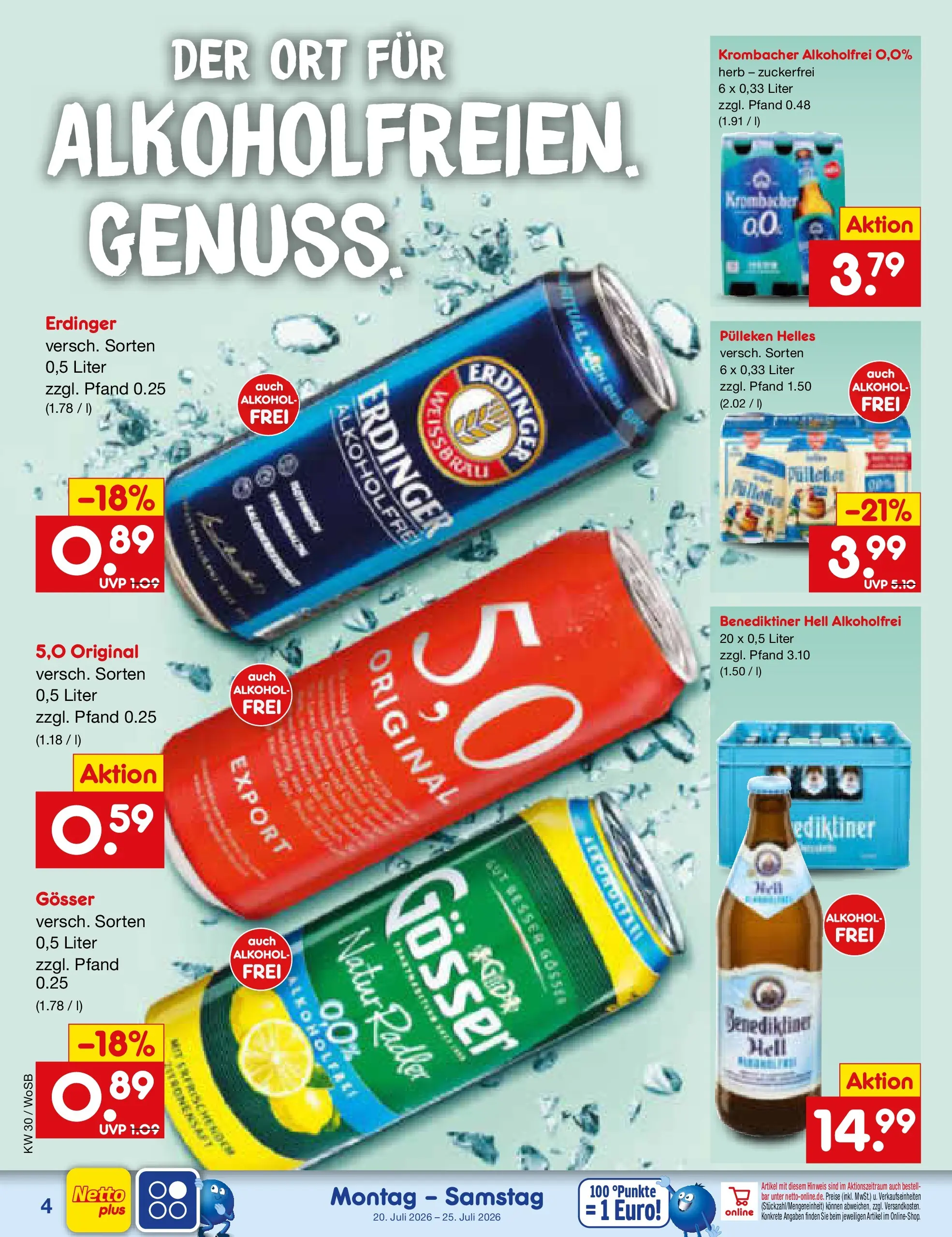 Netto Marken-Discount Prospekt Mannheim (ab 19.07.2026) » Angebote | Seite: 55 | Produkte: Erdinger, Benediktiner hell, Krombacher alkoholfrei, Krombacher