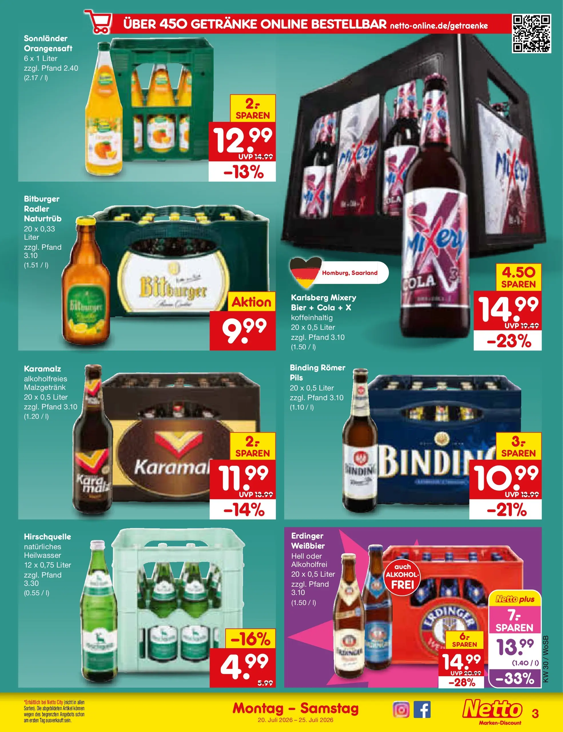 Netto Marken-Discount Prospekt Mannheim (ab 19.07.2026) » Angebote | Seite: 57 | Produkte: Weißbier, Pils, Radler, Mixery