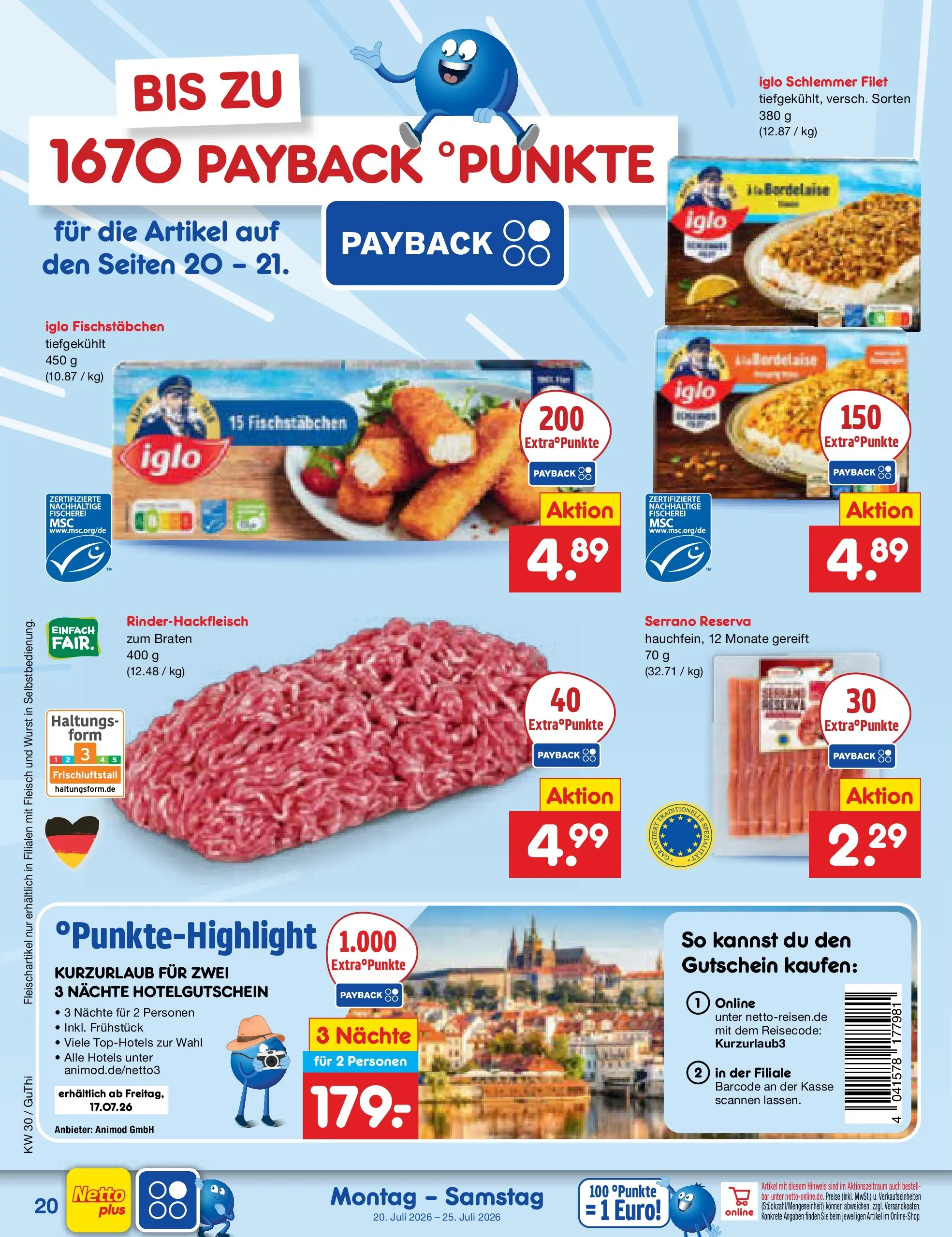 Netto Marken-Discount Prospekt Augustusburg (ab 19.07.2026) » Angebote | Seite: 36 | Produkte: Iglo, Fischstabchen, Wurst, Fleisch