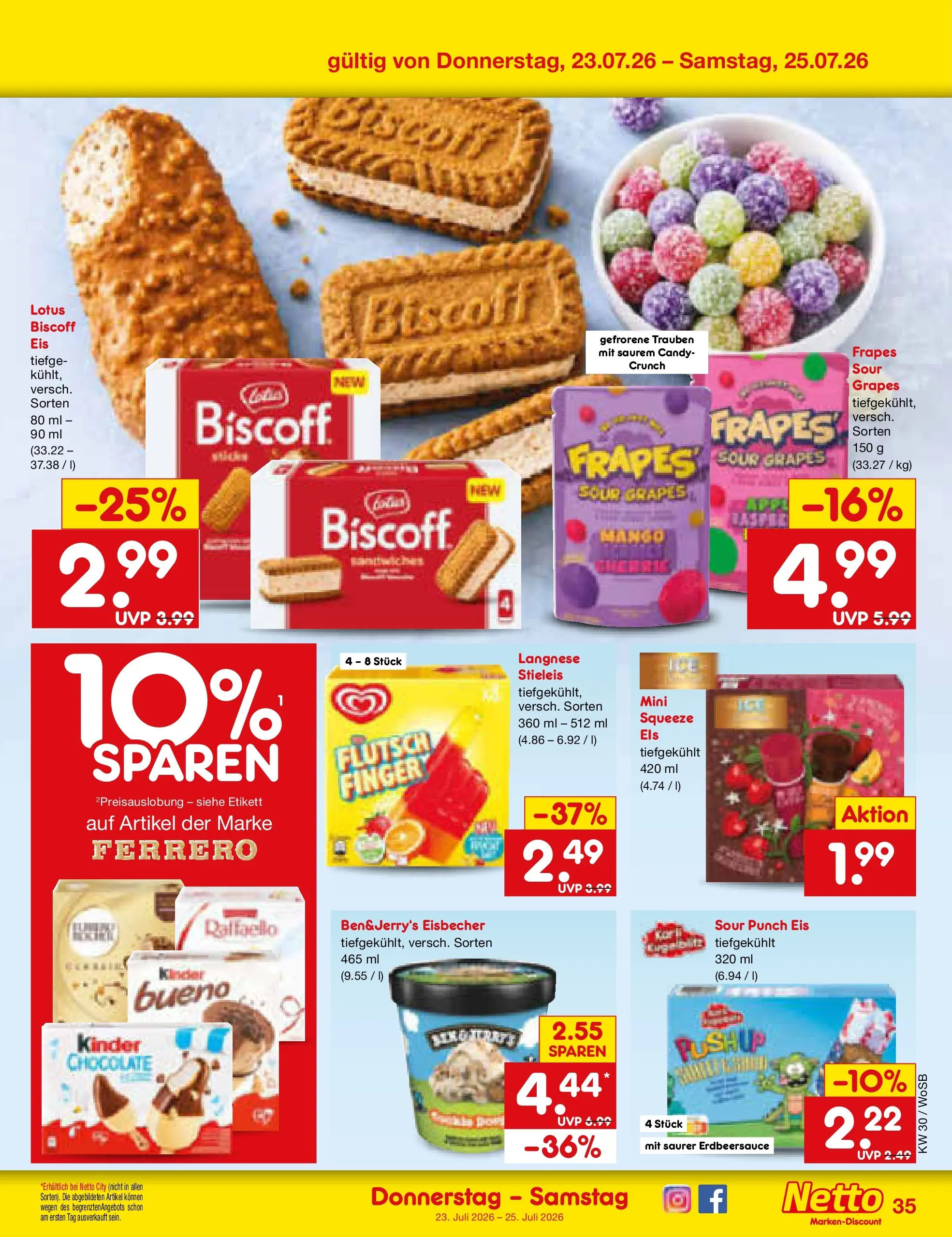 Netto Marken-Discount Prospekt Mannheim (ab 19.07.2026) » Angebote | Seite: 59 | Produkte: Raffaello, Trauben, Mango, Eis