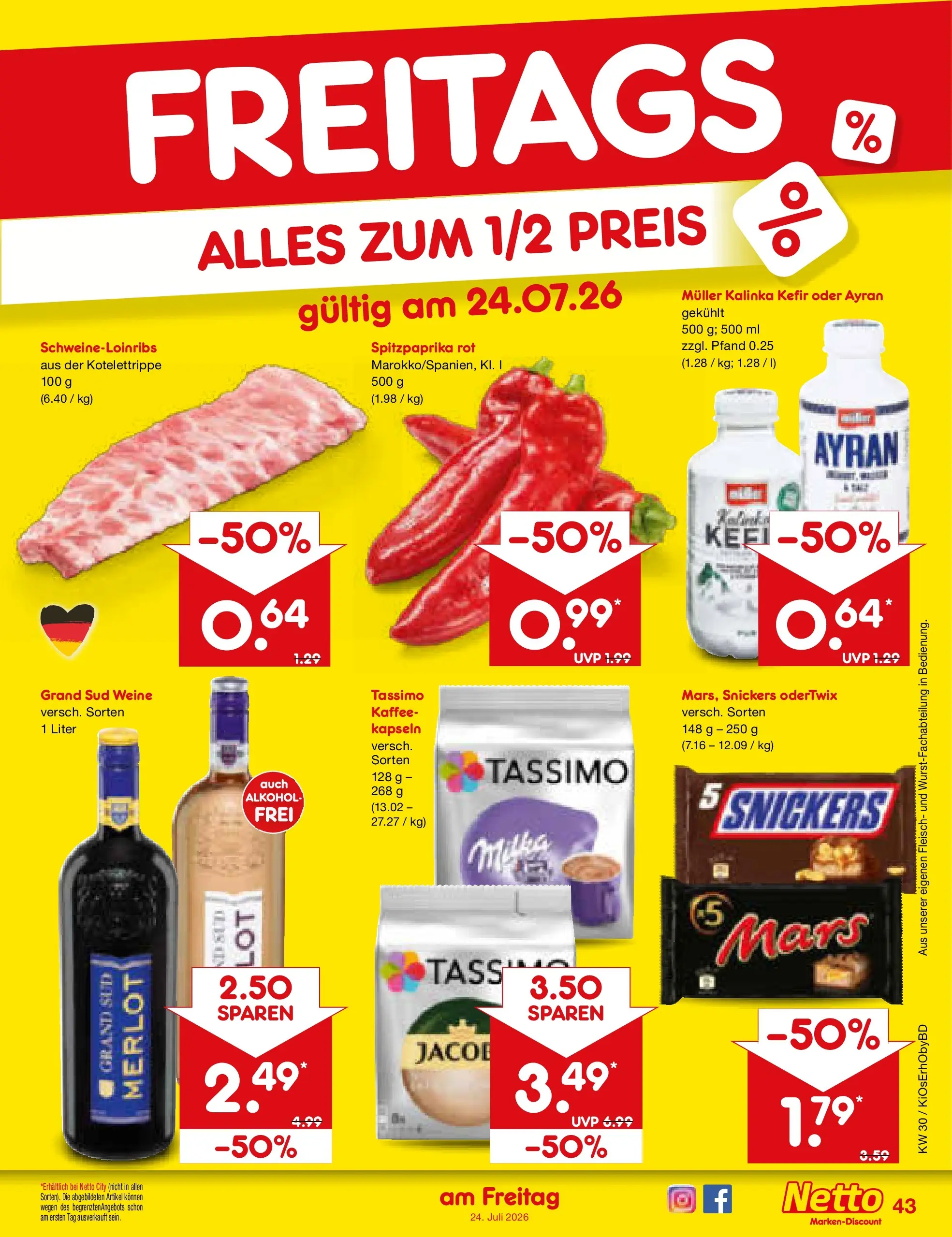 Netto Marken-Discount Prospekt Ergolding (ab 20.07.2026) ยป Angebote | Seite: 67 | Produkte: Kaffee, Milka, Snickers, Fleisch Netto Marken-Discount Prospekt Ergolding (ab 20.07.2026) ยป Angebote | Seite: 67 | Produkte: Kaffee, Milka, Snickers, Fleisch