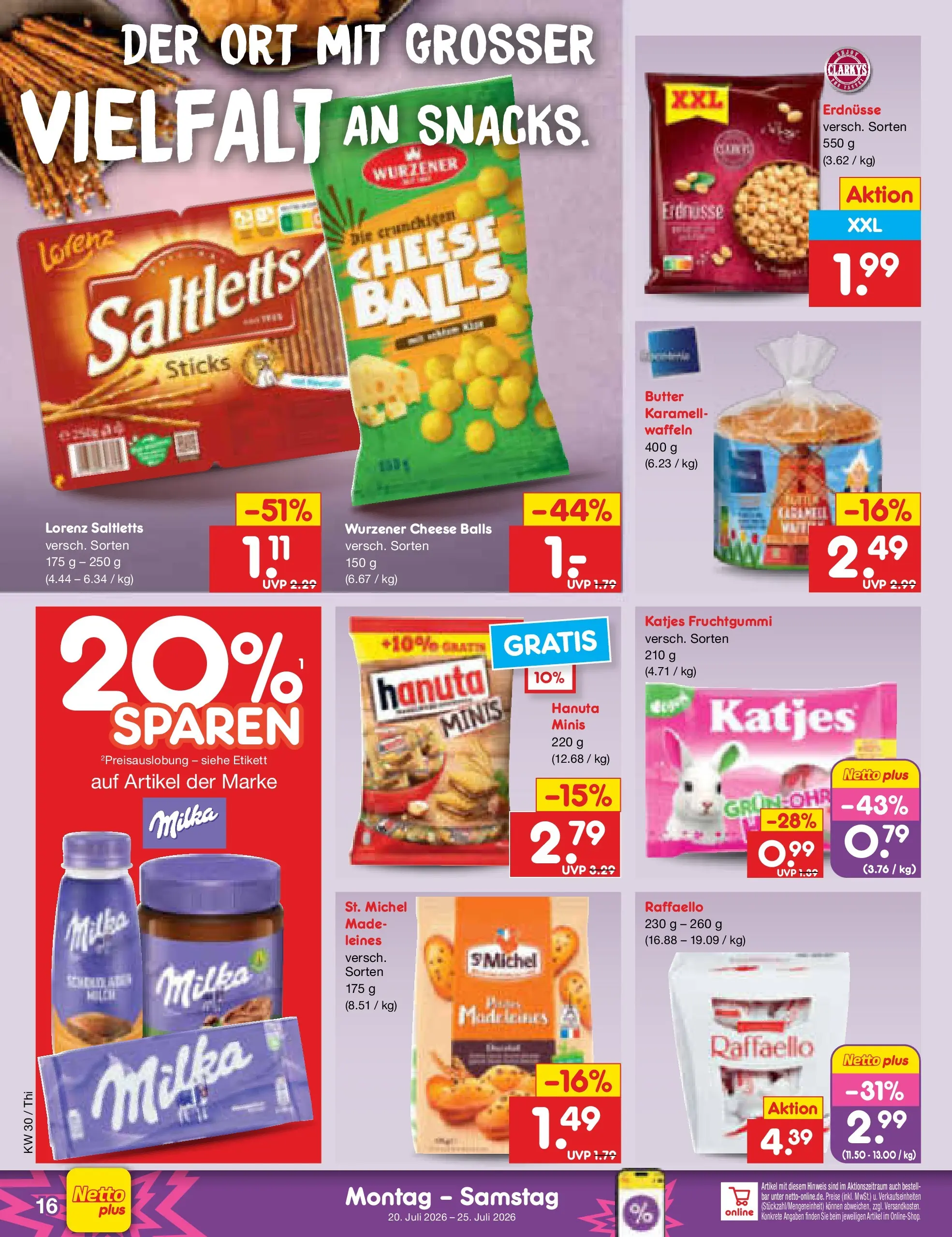 Netto Marken-Discount Prospekt Thiendorf (ab 20.07.2026) ยป Angebote | Seite: 26 | Produkte: Raffaello, Butter, Katjes, Milka Netto Marken-Discount Prospekt Thiendorf (ab 20.07.2026) ยป Angebote | Seite: 26 | Produkte: Raffaello, Butter, Katjes, Milka