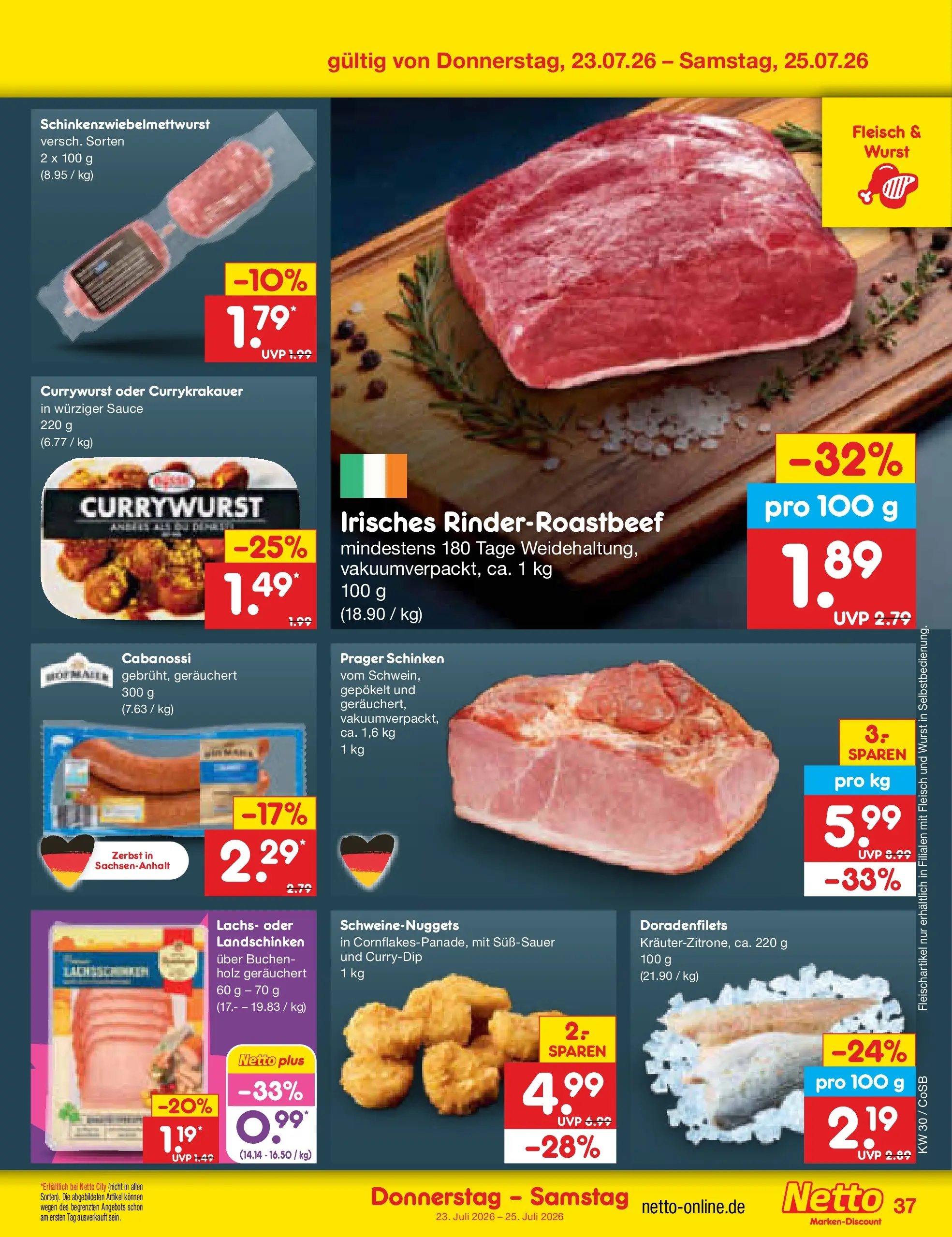 Netto Marken-Discount Prospekt Bitterfeld-Wolfen (ab 20.07.2026) ยป Angebote | Seite: 61 | Produkte: Lachs, Wurst, Schinken, Fleisch Netto Marken-Discount Prospekt Bitterfeld-Wolfen (ab 20.07.2026) ยป Angebote | Seite: 61 | Produkte: Lachs, Wurst, Schinken, Fleisch