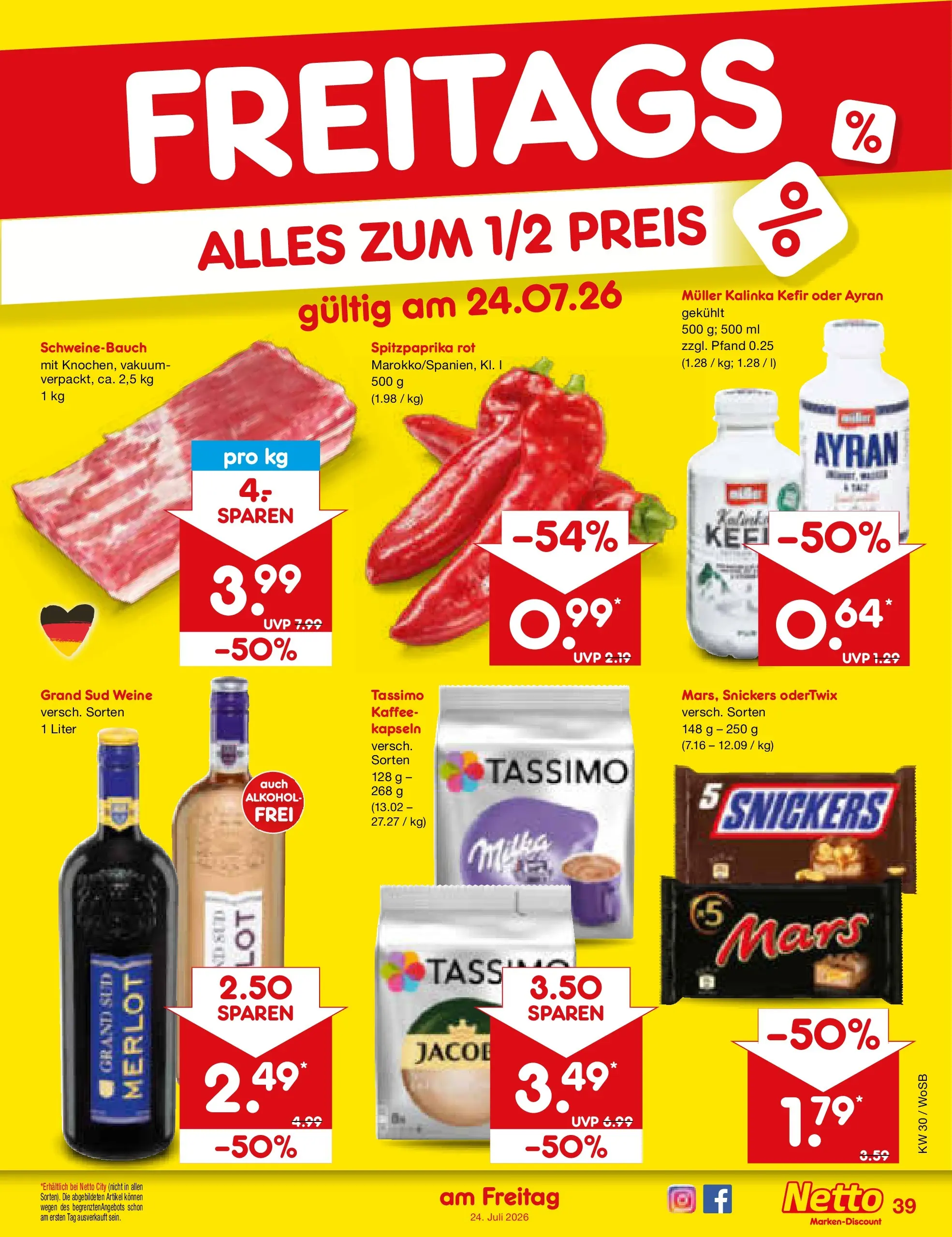 Netto Marken-Discount Prospekt Mannheim (ab 19.07.2026) » Angebote | Seite: 63 | Produkte: Kefir, Kaffee, Merlot, Tassimo