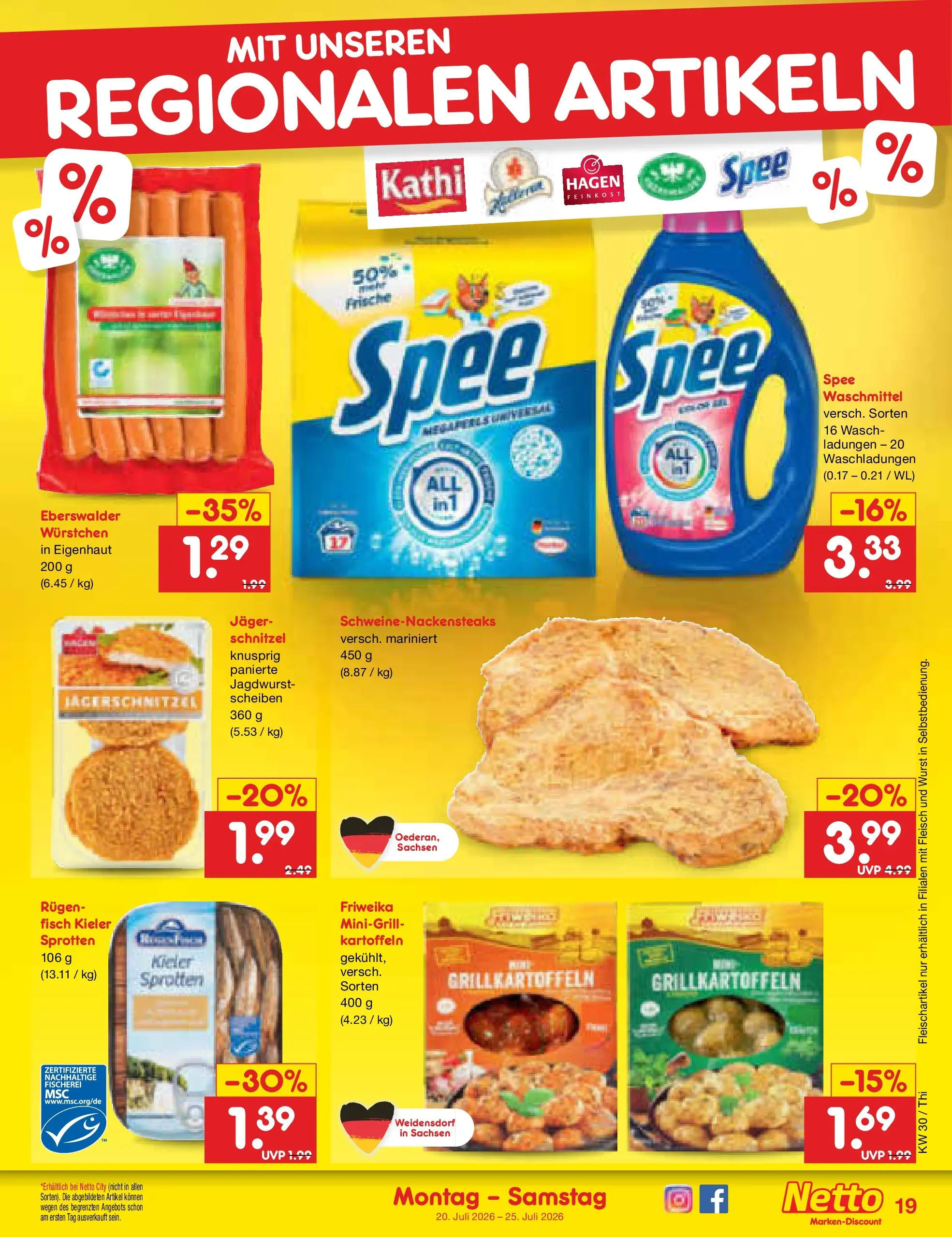 Netto Marken-Discount Prospekt Thiendorf (ab 20.07.2026) ยป Angebote | Seite: 31 | Produkte: Schnitzel, Fisch, Waschmittel, Fleisch Netto Marken-Discount Prospekt Thiendorf (ab 20.07.2026) ยป Angebote | Seite: 31 | Produkte: Schnitzel, Fisch, Waschmittel, Fleisch