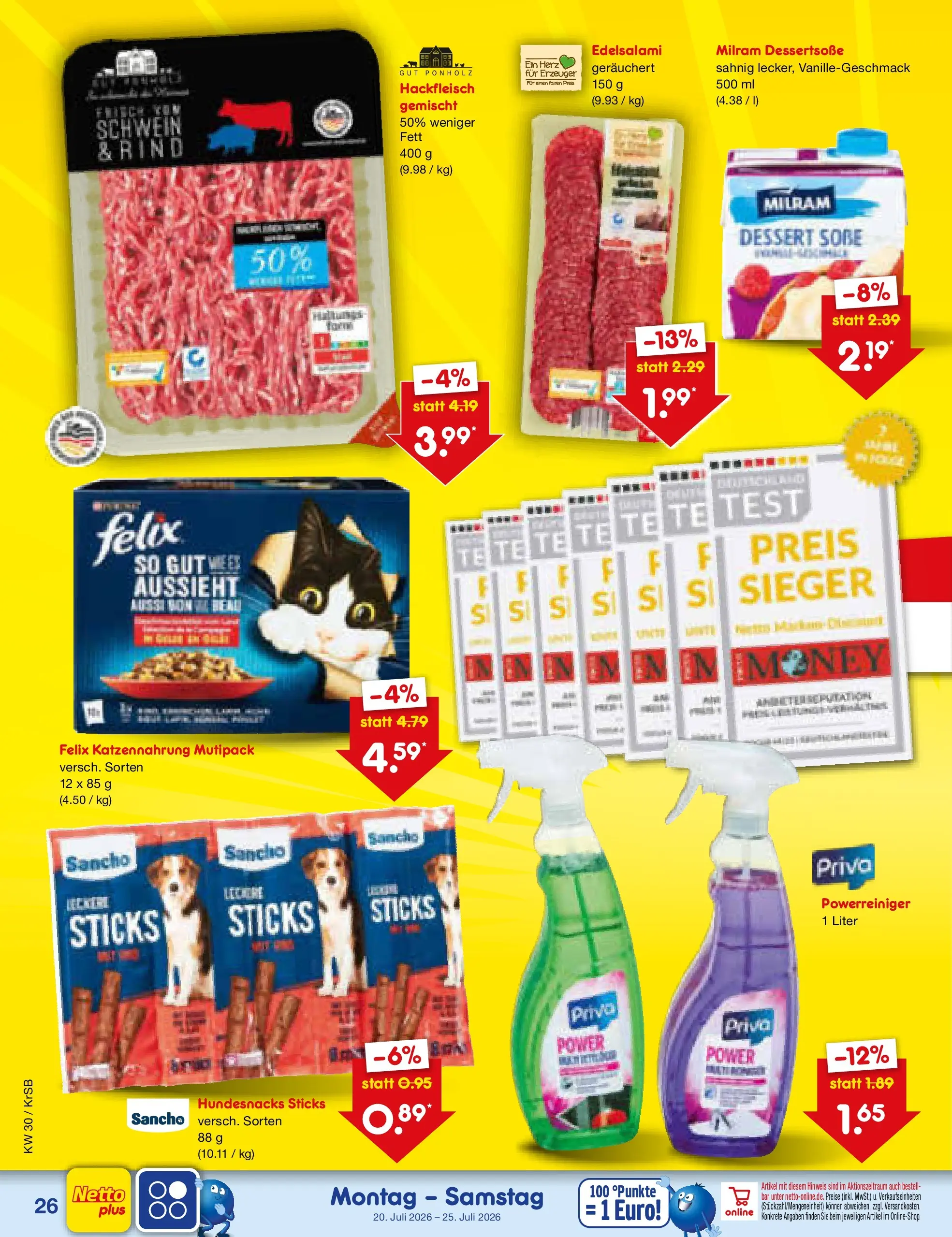Netto Marken-Discount Prospekt Jüchen (ab 20.07.2026) » Angebote | Seite: 42 | Produkte: Milram, Hackfleisch