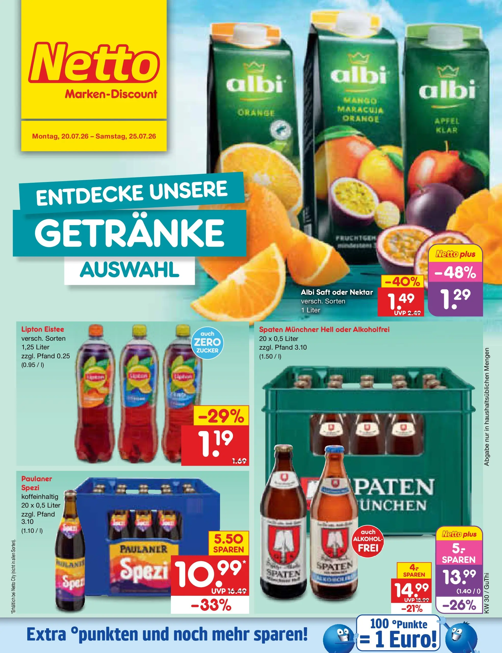 Netto Marken-Discount Prospekt Augustusburg (ab 19.07.2026) » Angebote | Seite: 54 | Produkte: Zucker, Mango, Saft, Paulaner