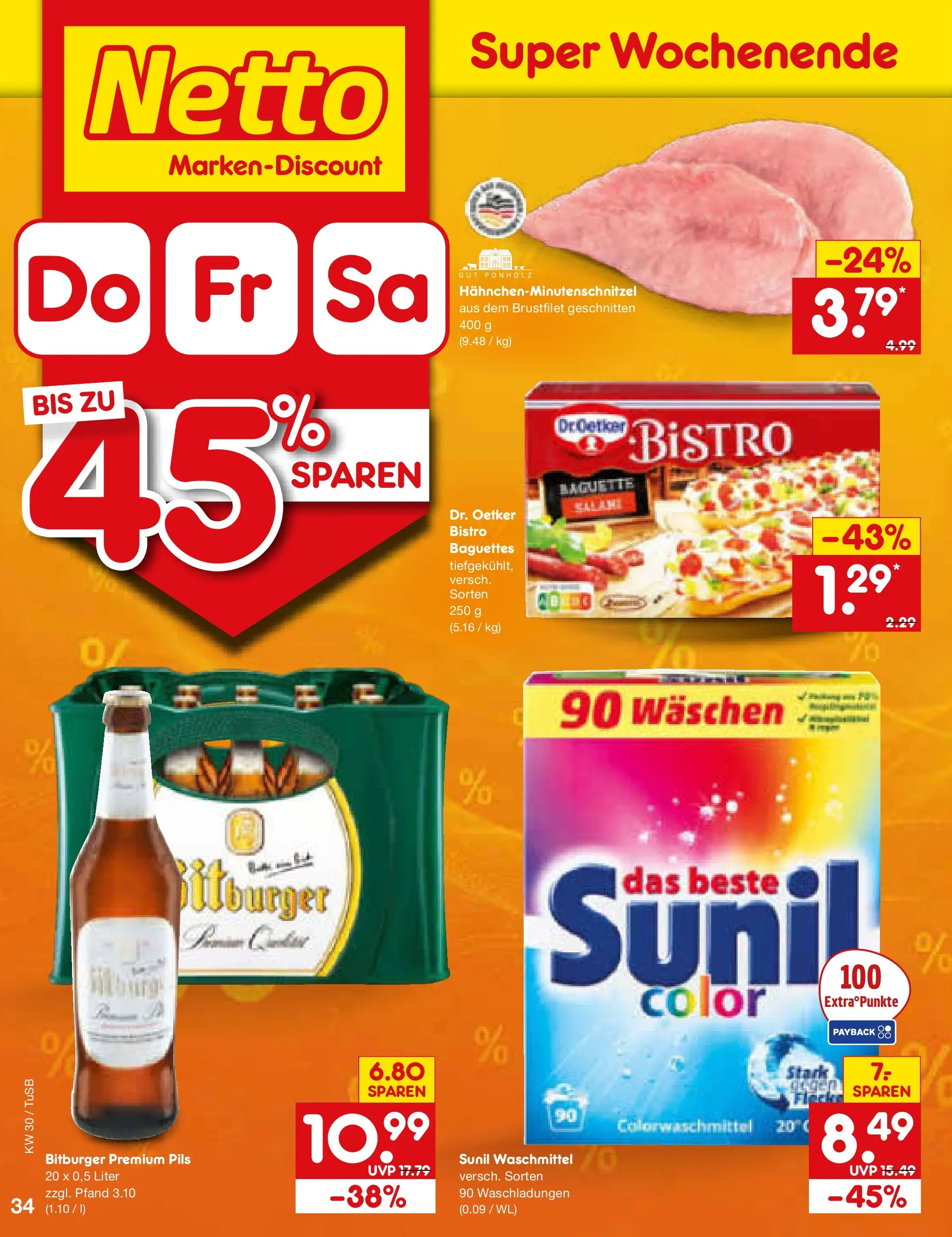 Netto Marken-Discount Prospekt Lahr-Langenwinkel (ab 19.07.2026) » Angebote | Seite: 58 | Produkte: Bitburger, Pils, Baguette, Waschmittel