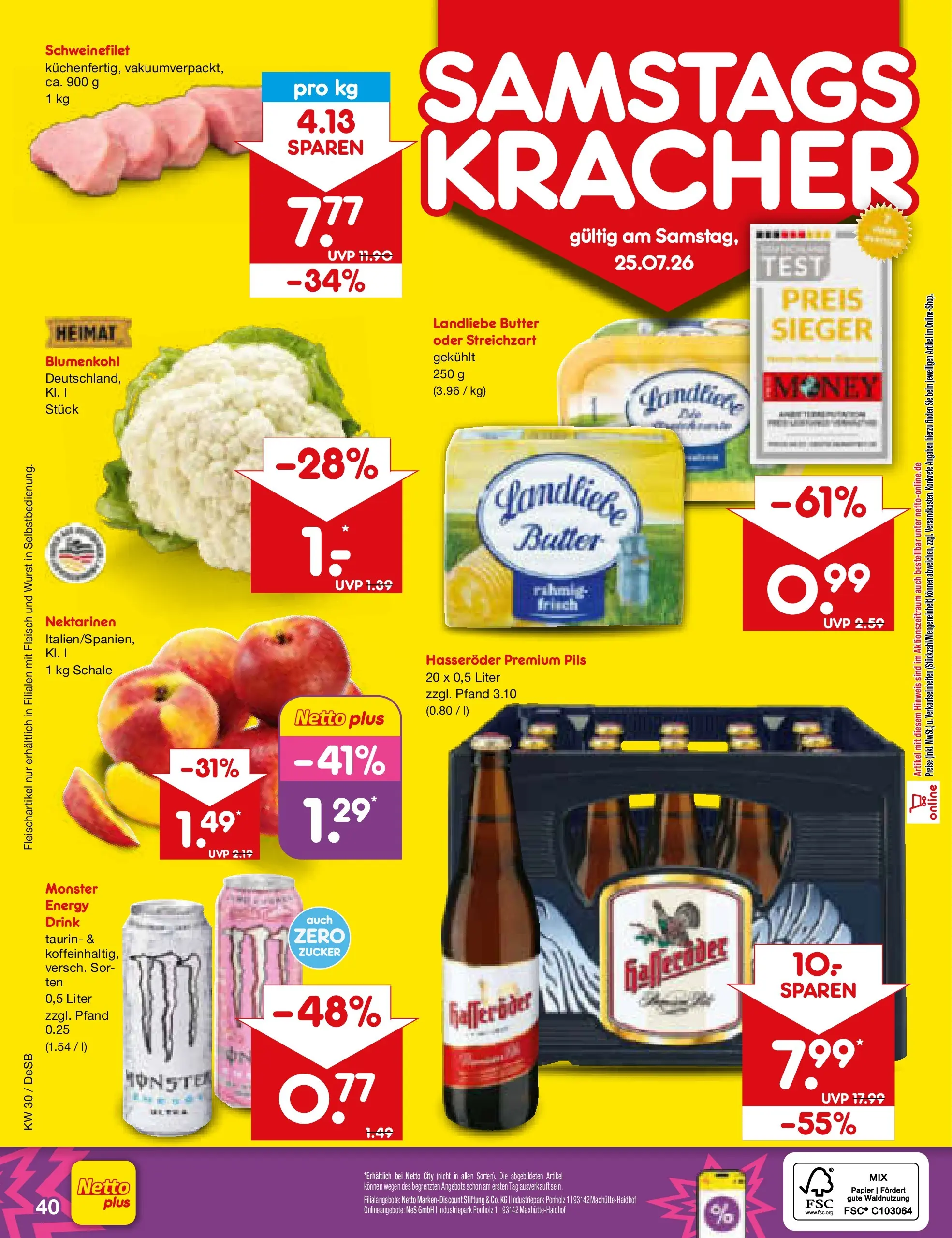 Netto Marken-Discount Prospekt Thierhaupten (ab 19.07.2026) ยป Angebote | Seite: 68 | Produkte: Schweinefilet, Monster, Blumenkohl, Fleisch Netto Marken-Discount Prospekt Thierhaupten (ab 19.07.2026) ยป Angebote | Seite: 68 | Produkte: Schweinefilet, Monster, Blumenkohl, Fleisch