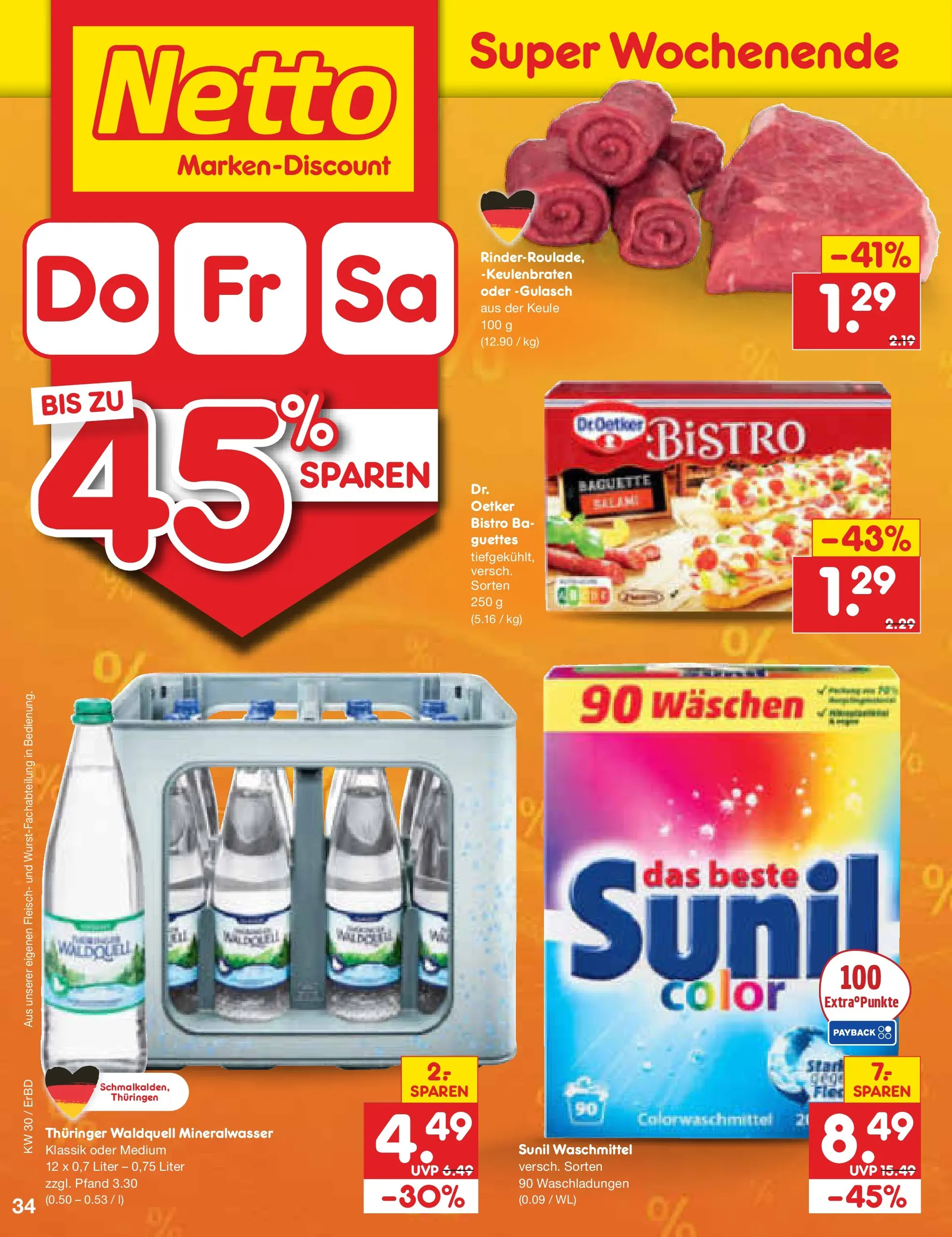 Netto Marken-Discount Prospekt Weimar (ab 19.07.2026) » Angebote | Seite: 58 | Produkte: Baguette, Mineralwasser, Waschmittel, Fleisch