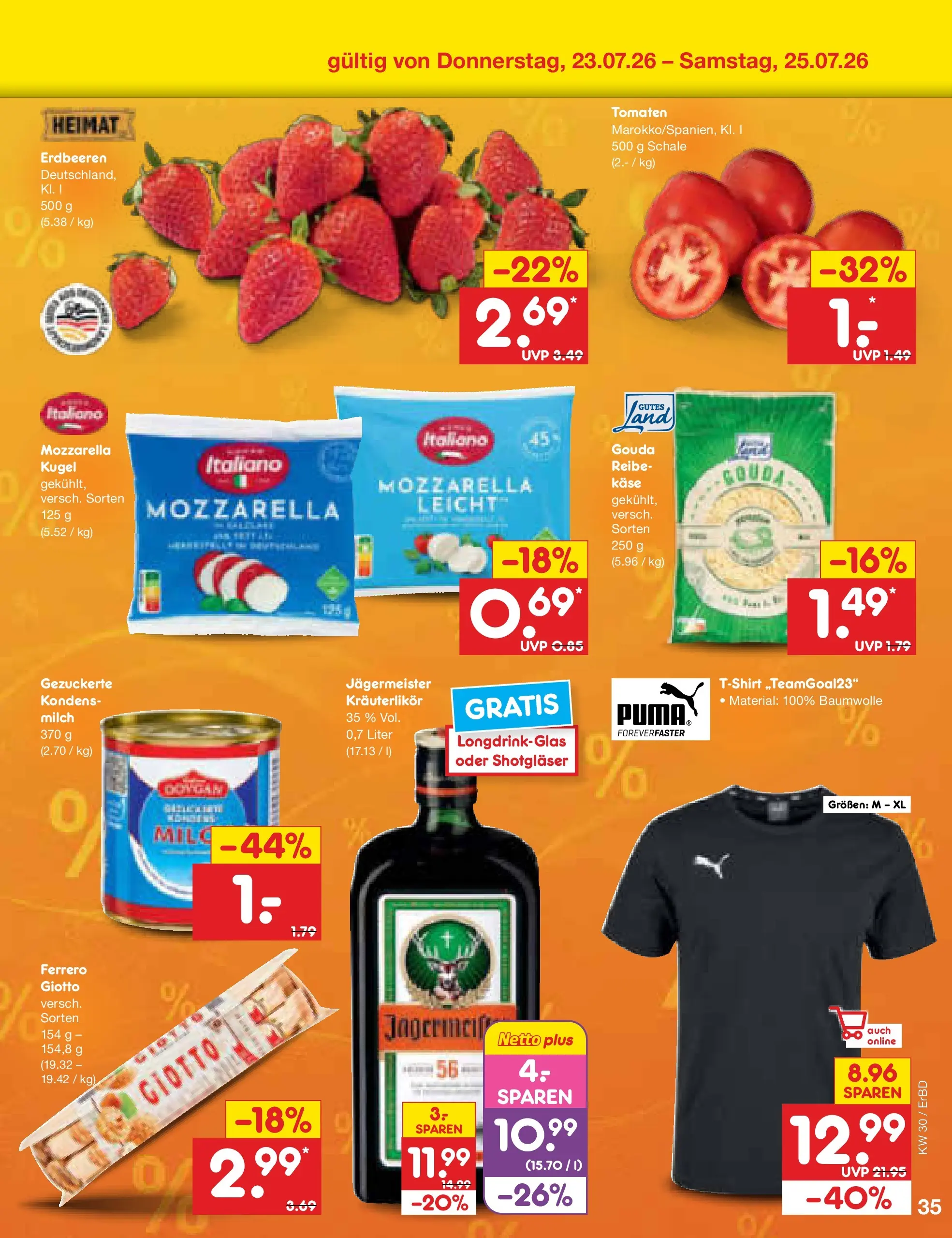 Netto Marken-Discount Prospekt Weimar (ab 19.07.2026) » Angebote | Seite: 59 | Produkte: Milch, Mozzarella, Tomaten, Erdbeeren