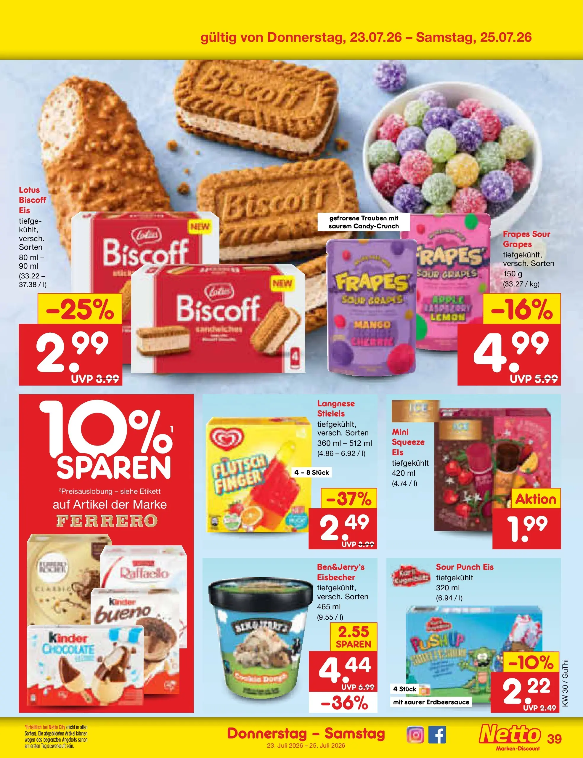 Netto Marken-Discount Prospekt Augustusburg (ab 19.07.2026) » Angebote | Seite: 63 | Produkte: Langnese, Trauben, Mango, Eis
