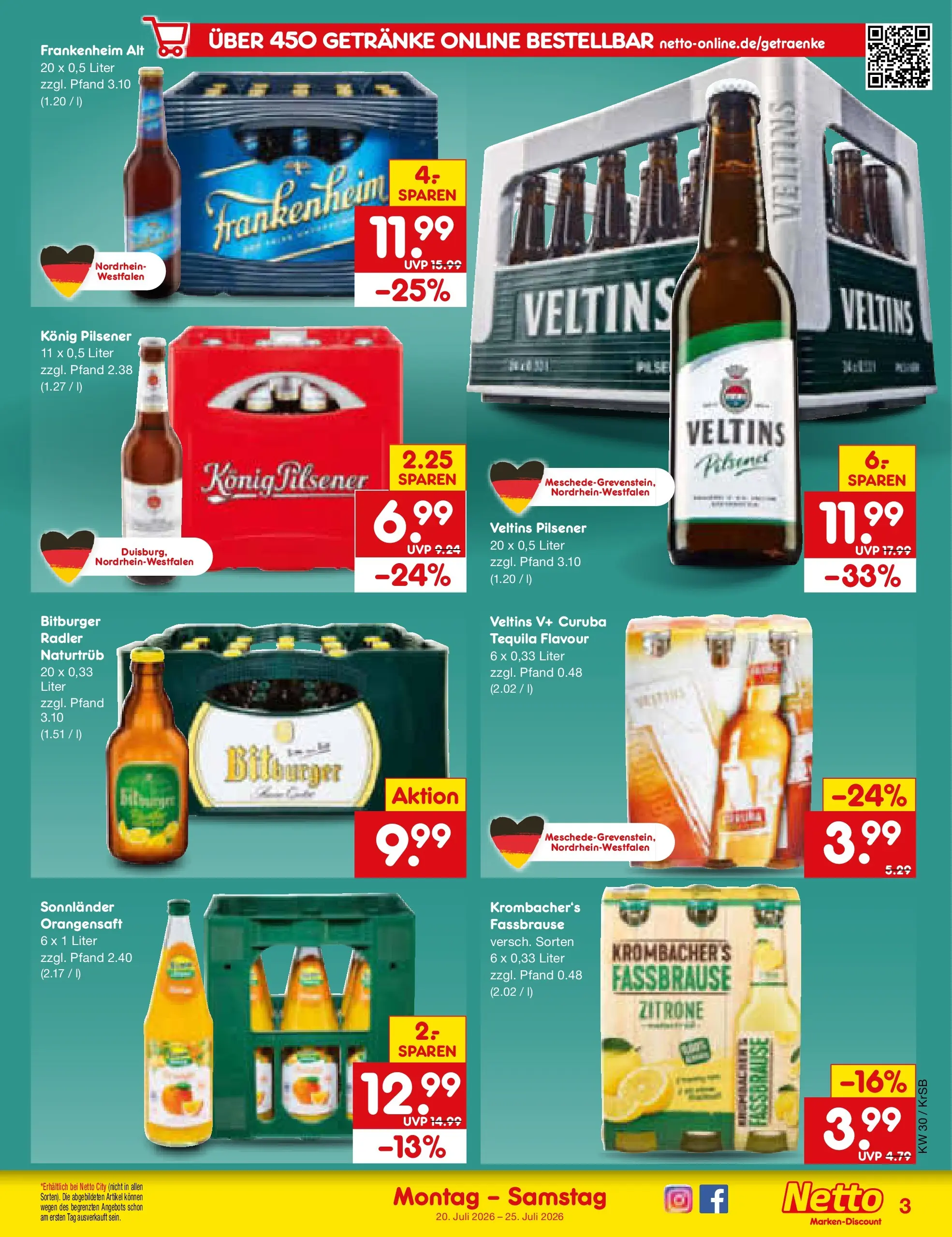 Netto Marken-Discount Prospekt Jüchen (ab 20.07.2026) » Angebote | Seite: 57 | Produkte: Konig pilsener, Tequila, Zitrone, Veltins