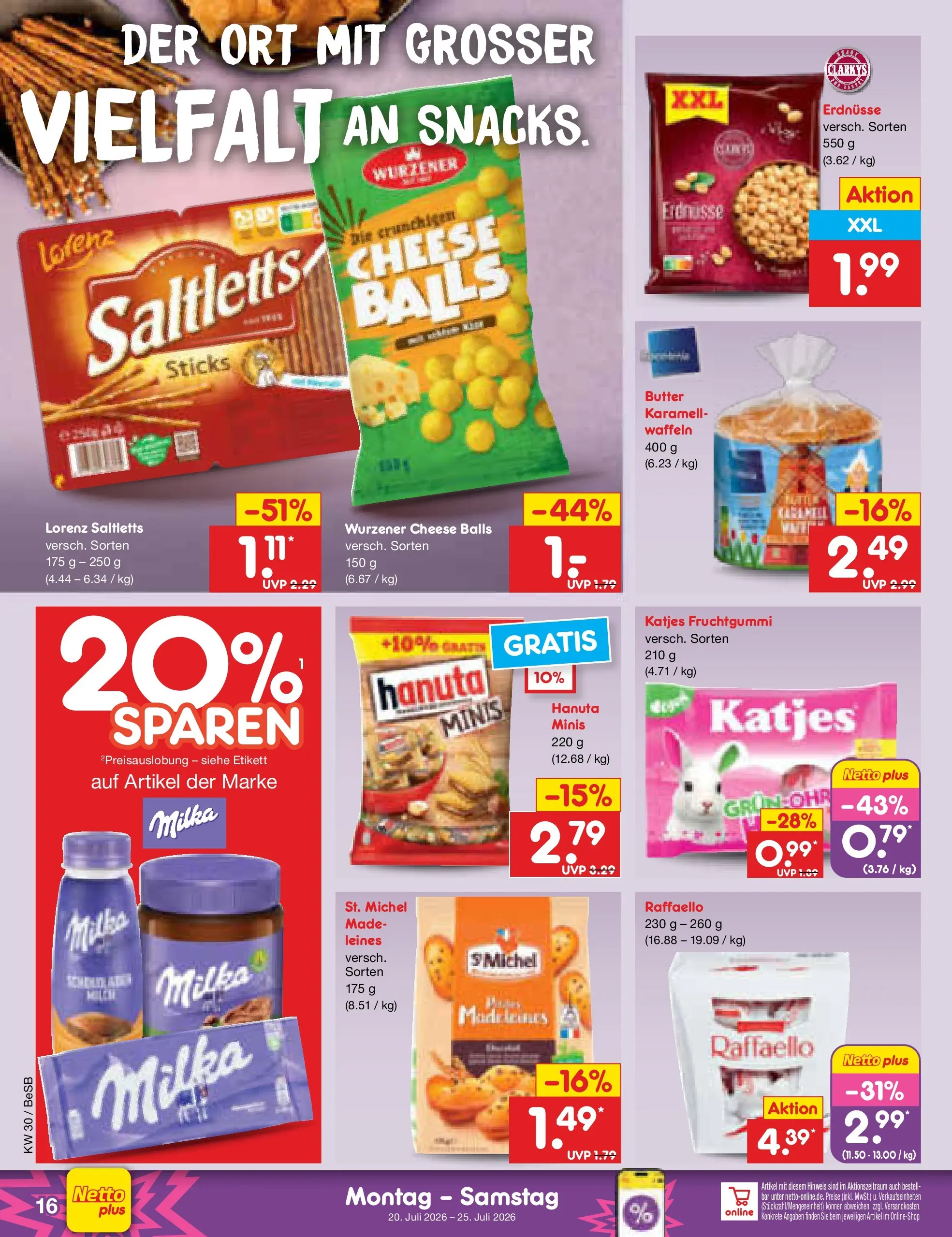 Netto Marken-Discount Prospekt Kremmen (ab 19.07.2026) ยป Angebote | Seite: 26 | Produkte: Erdnรผsse, Katjes, Milka, Waffeln Netto Marken-Discount Prospekt Kremmen (ab 19.07.2026) ยป Angebote | Seite: 26 | Produkte: Erdnรผsse, Katjes, Milka, Waffeln