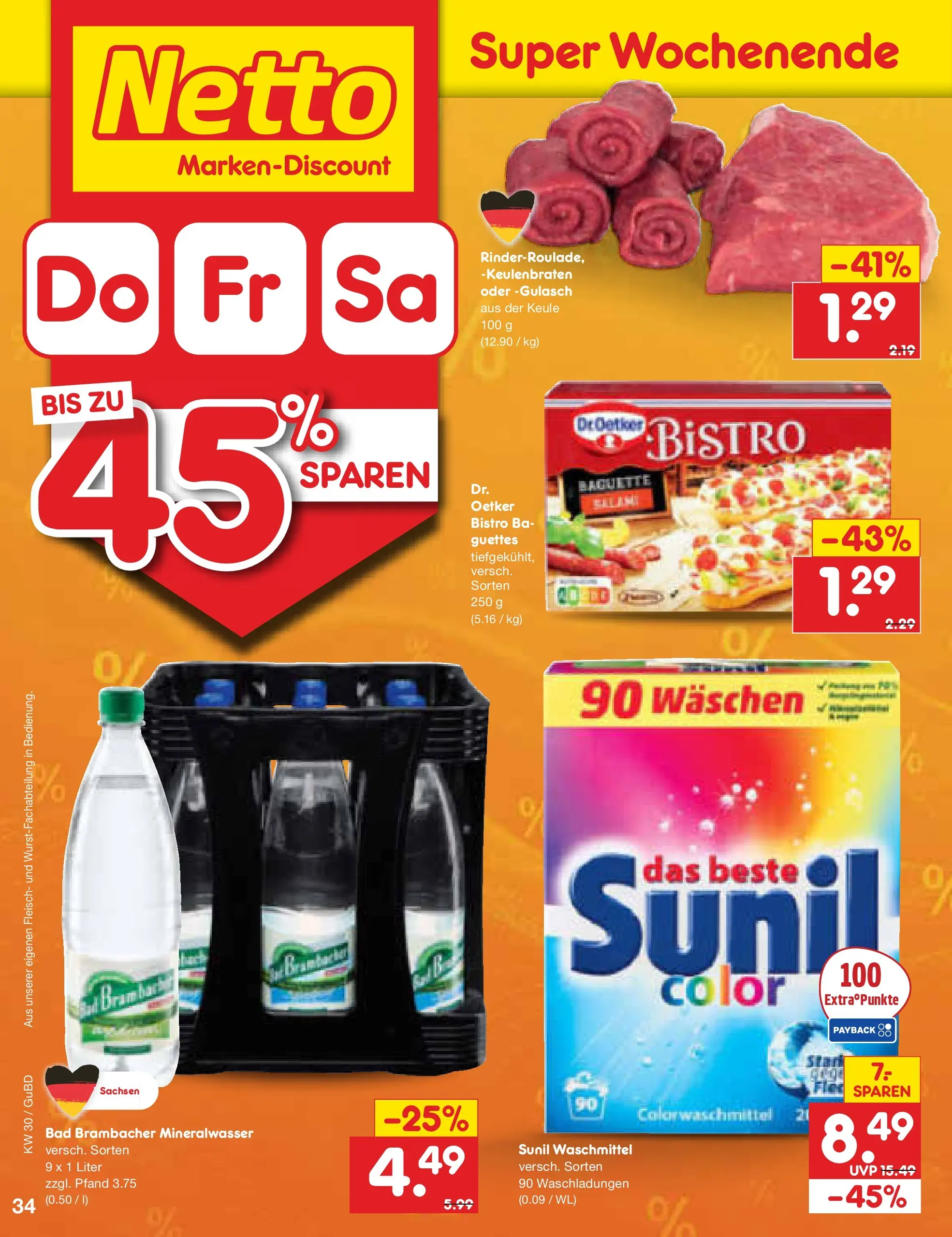 Netto Marken-Discount Prospekt Augustusburg (ab 19.07.2026) » Angebote | Seite: 58 | Produkte: Baguette, Mineralwasser, Gulasch, Fleisch