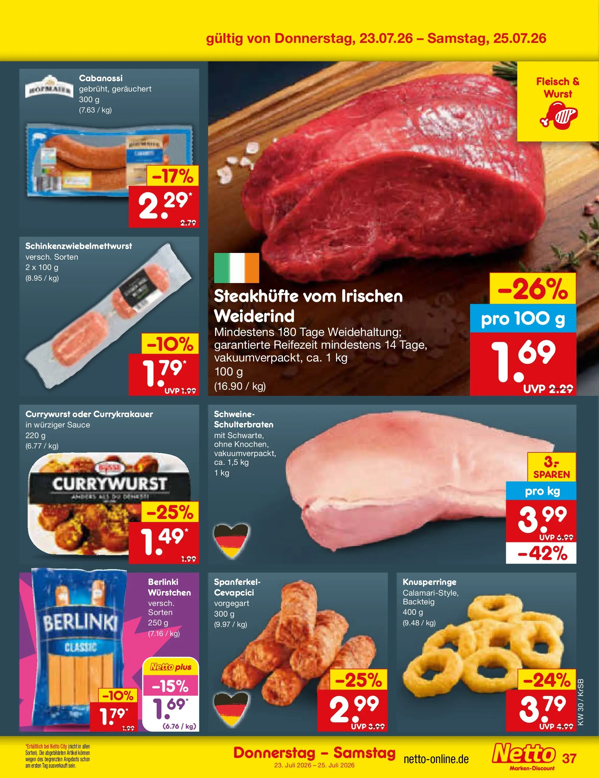 Netto Marken-Discount Prospekt Jüchen (ab 20.07.2026) » Angebote | Seite: 61 | Produkte: Cevapcici, Wurst, Fleisch