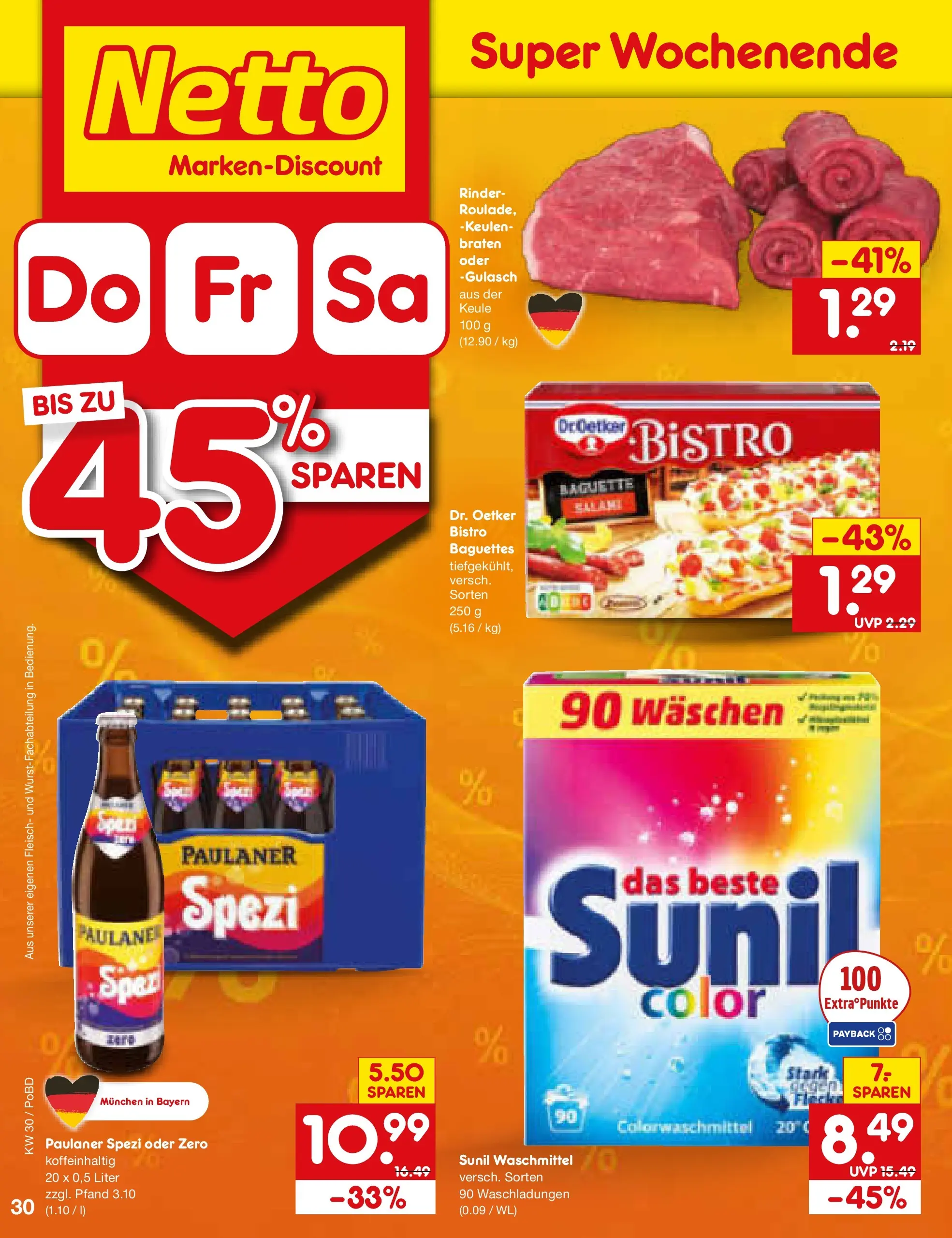 Netto Marken-Discount Prospekt Selb (ab 20.07.2026) » Angebote | Seite: 50 | Produkte: Paulaner spezi, Baguette, Waschmittel, Gulasch