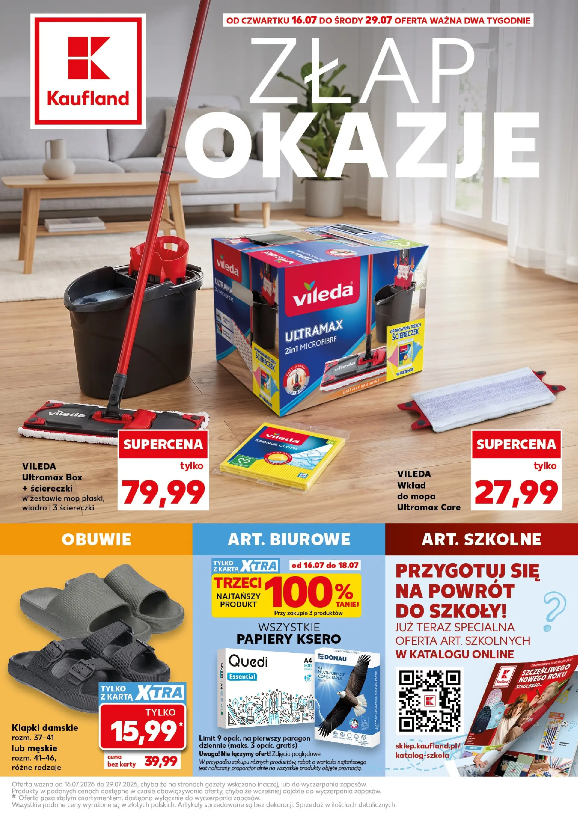 Kaufland gazetka - Złap Okazje od 16.07.2026 - od jutra PDF | Strona: 1 | Produkty: Karta, Klapki, Klapki damskie, Vileda
