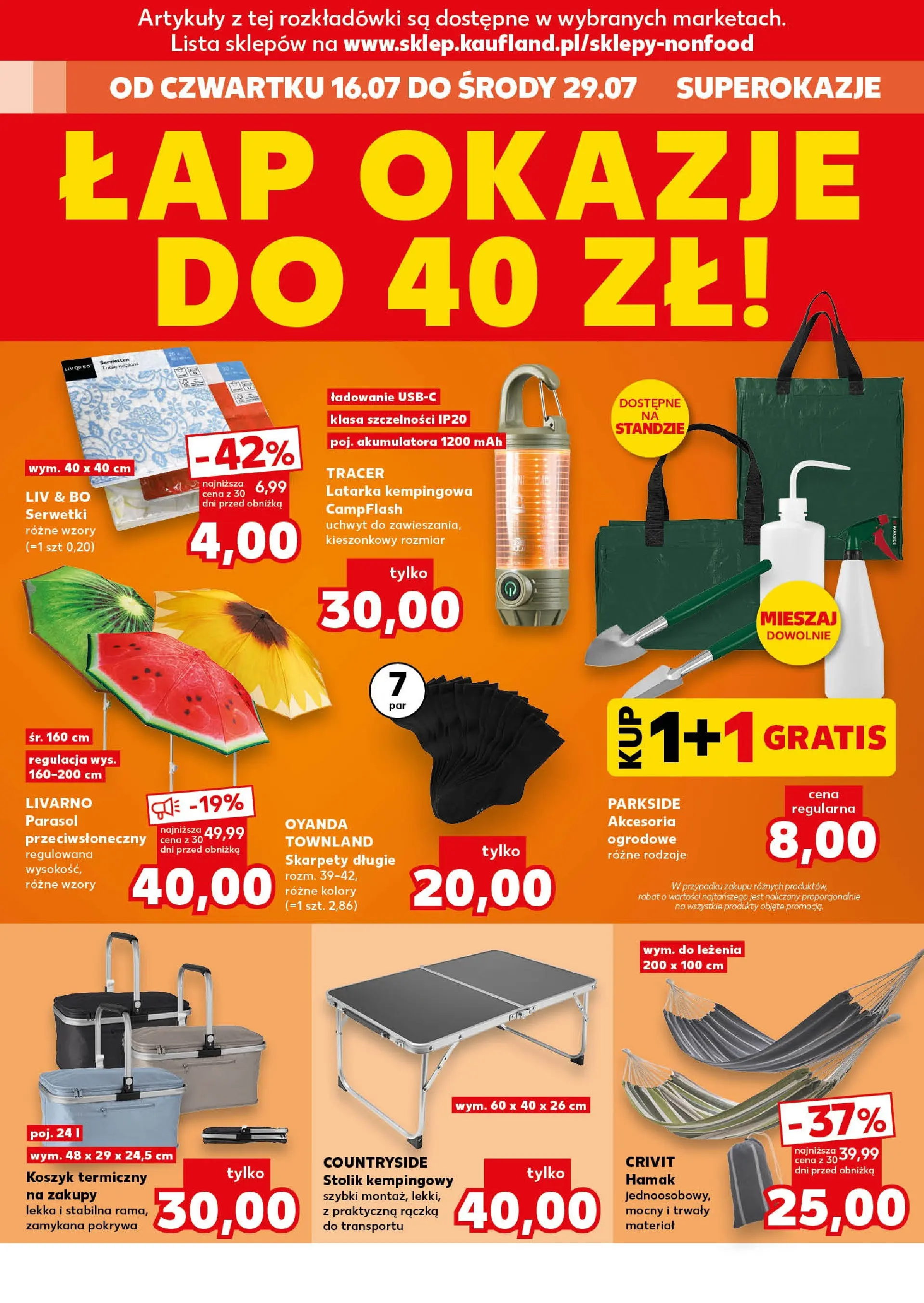 Kaufland gazetka - Złap Okazje od 16.07.2026 - od jutra PDF | Strona: 14 | Produkty: Skarpety, Parasol, Hamak