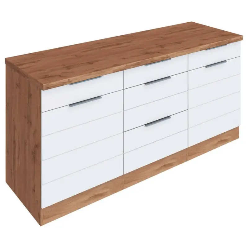 K&uuml;chenunterschrank Florenz B: 180 cm Wei&szlig;/Eichefarben