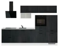 K&uuml;chenblock IBZ ohne Ger&auml;te ca.300cm Schwarz/Wei&szlig;