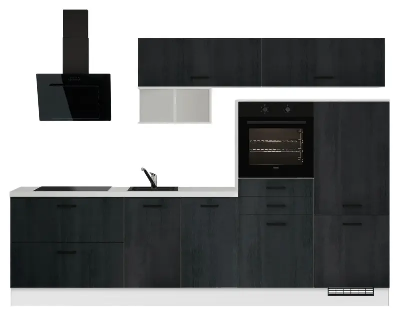 K&uuml;chenblock IBZ ohne Ger&auml;te ca.300cm Schwarz/Wei&szlig;