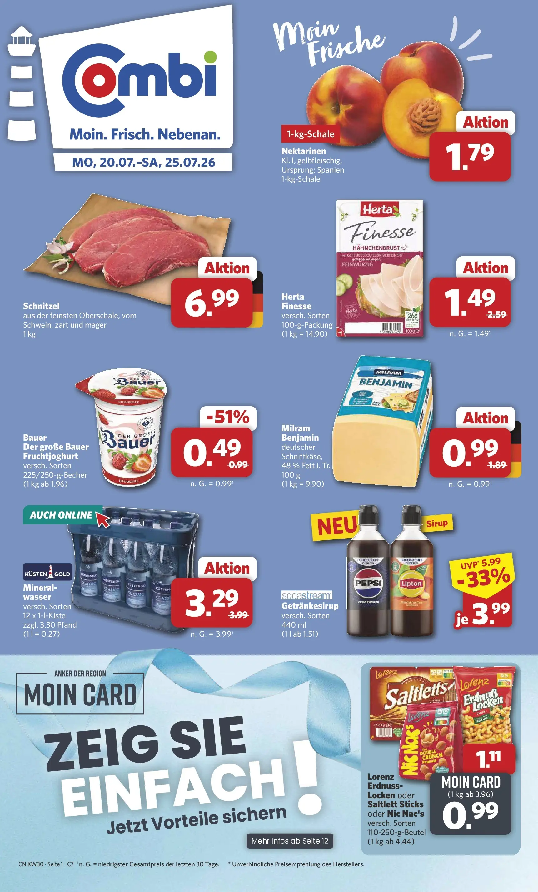 Combi Prospekt Georgsmarienhütte (ab 20.07.2026) zum Blättern | Seite: 1 | Produkte: Sirup, Fruchtjoghurt, Wasser, Sodastream