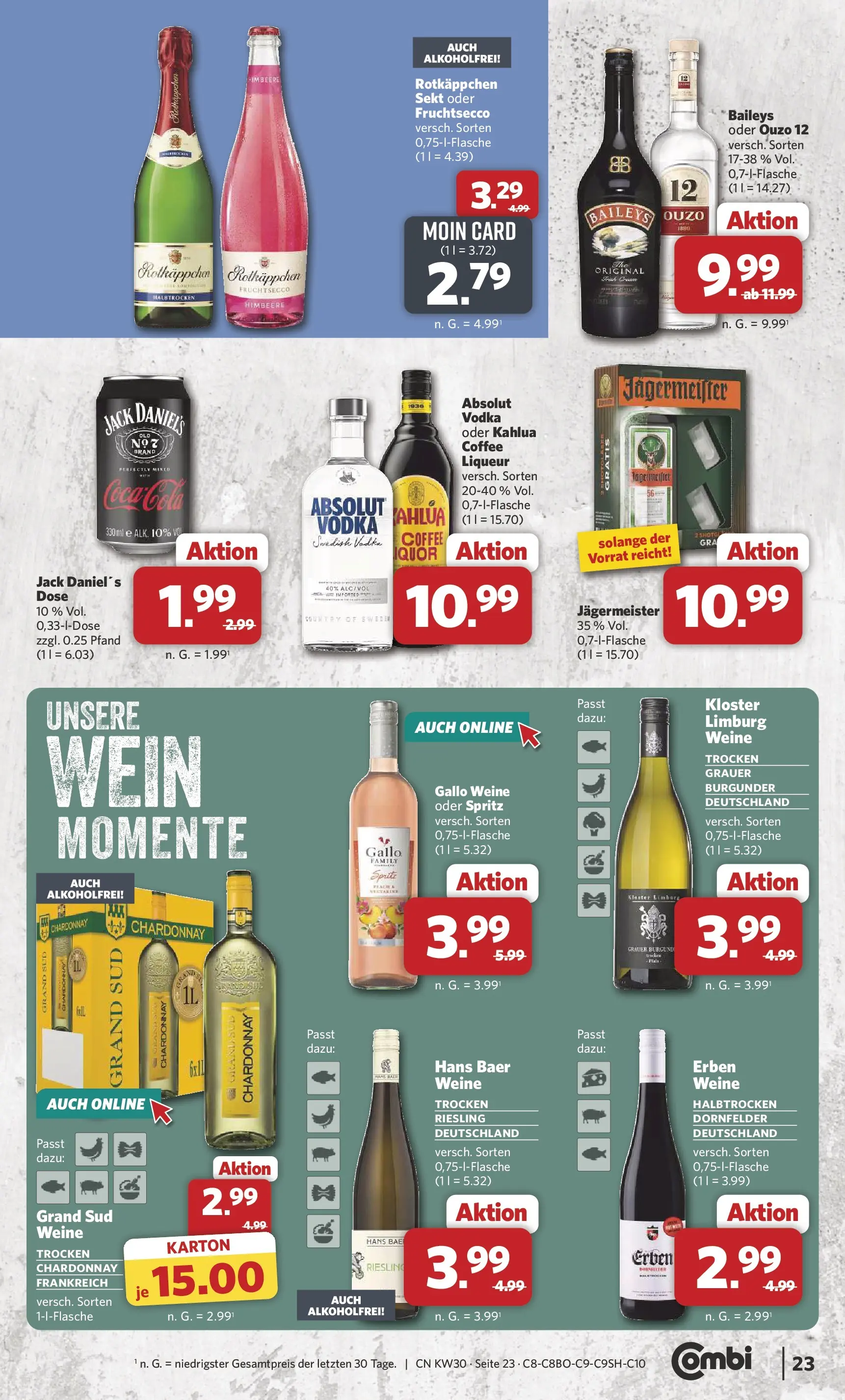 Combi Prospekt Altenbeken (ab 20.07.2026) zum Blättern | Seite: 23 | Produkte: Ouzo, Sekt, Fruchtsecco, Himbeere