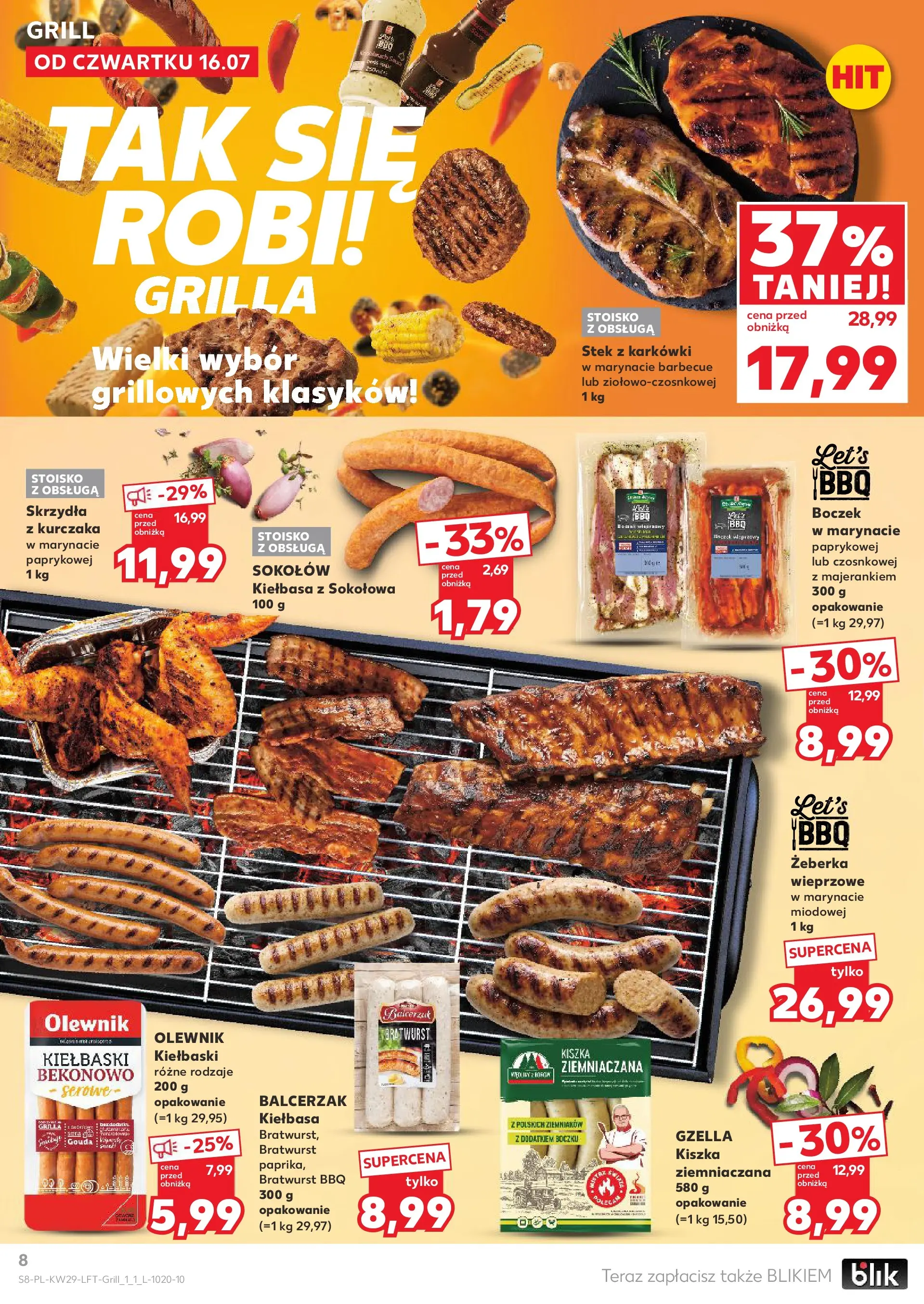 Kaufland gazetka (16.07.2026) - od jutra | Strona: 8 | Produkty: Kiełbasa, Kiszka ziemniaczana, Kiełbaski, Boczek Kaufland gazetka od 16.07.2026 - od jutra PDF | Strona: 8 | Produkty: Kiełbasa, Kiszka ziemniaczana, Kiełbaski, Boczek