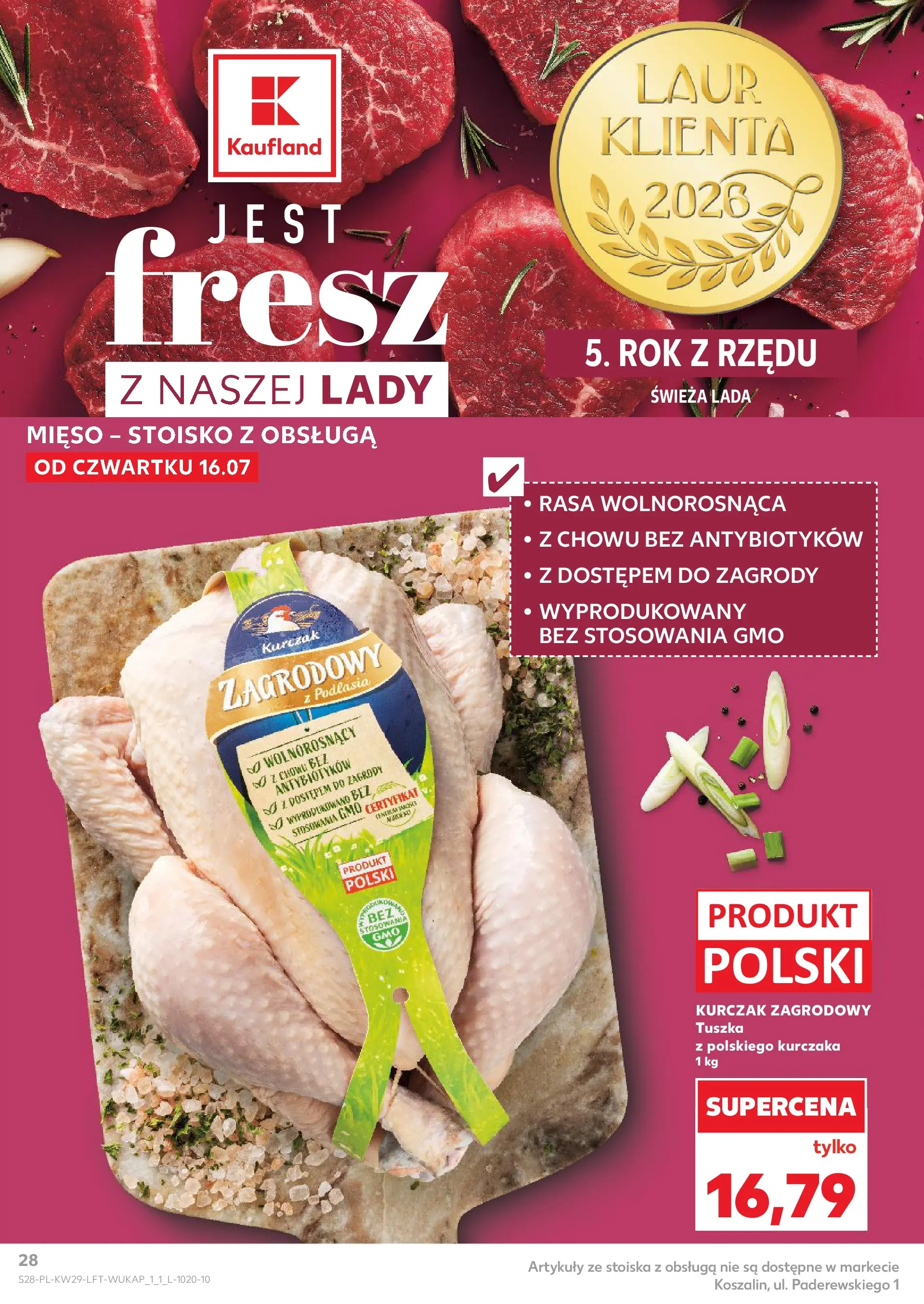 Kaufland gazetka (16.07.2026) - od jutra | Strona: 28 | Produkty: Kurczak, Mięso, Kurczak zagrodowy Kaufland gazetka od 16.07.2026 - od jutra PDF | Strona: 28 | Produkty: Kurczak, Mięso, Kurczak zagrodowy
