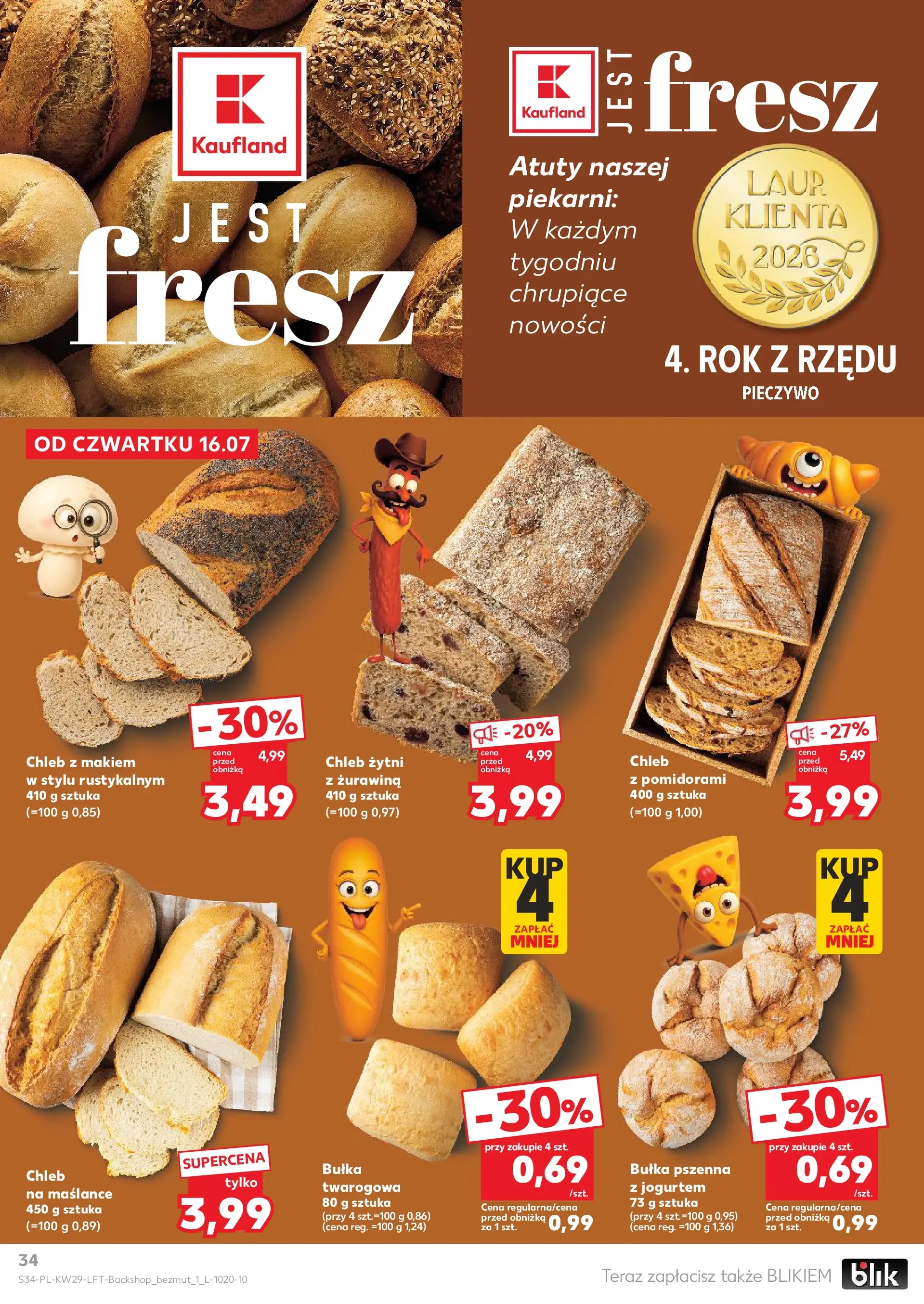Kaufland gazetka (16.07.2026) - od jutra | Strona: 34 | Produkty: Pieczywo, Chleb żytni, Żurawina, Bułka Kaufland gazetka od 16.07.2026 - od jutra PDF | Strona: 34 | Produkty: Pieczywo, Chleb żytni, Żurawina, Bułka