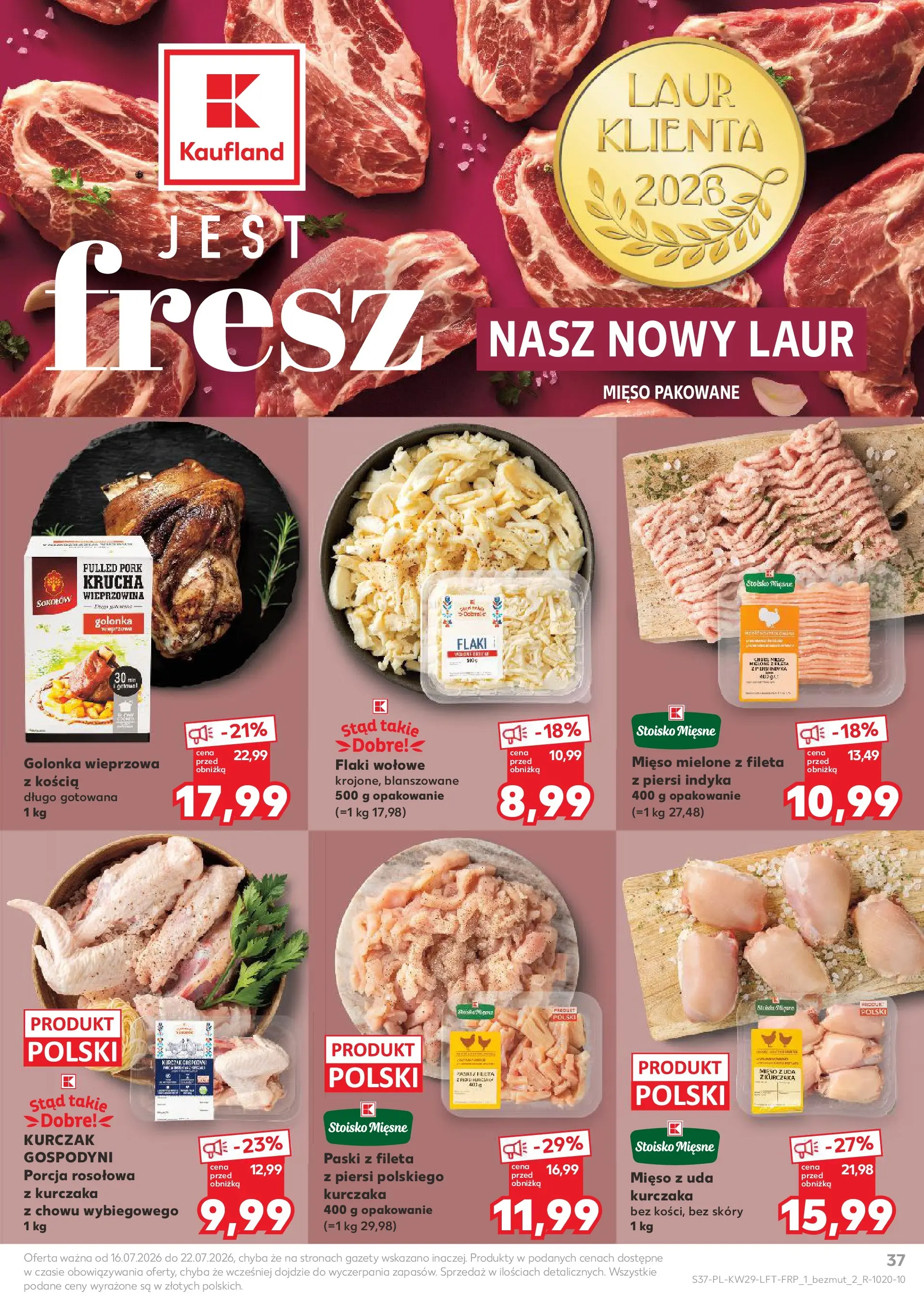 Kaufland gazetka (16.07.2026) - od jutra | Strona: 37 | Produkty: Mięso, Golonka wieprzowa, Mięso mielone, Wieprzowina Kaufland gazetka od 16.07.2026 - od jutra PDF | Strona: 37 | Produkty: Mięso, Golonka wieprzowa, Mięso mielone, Wieprzowina