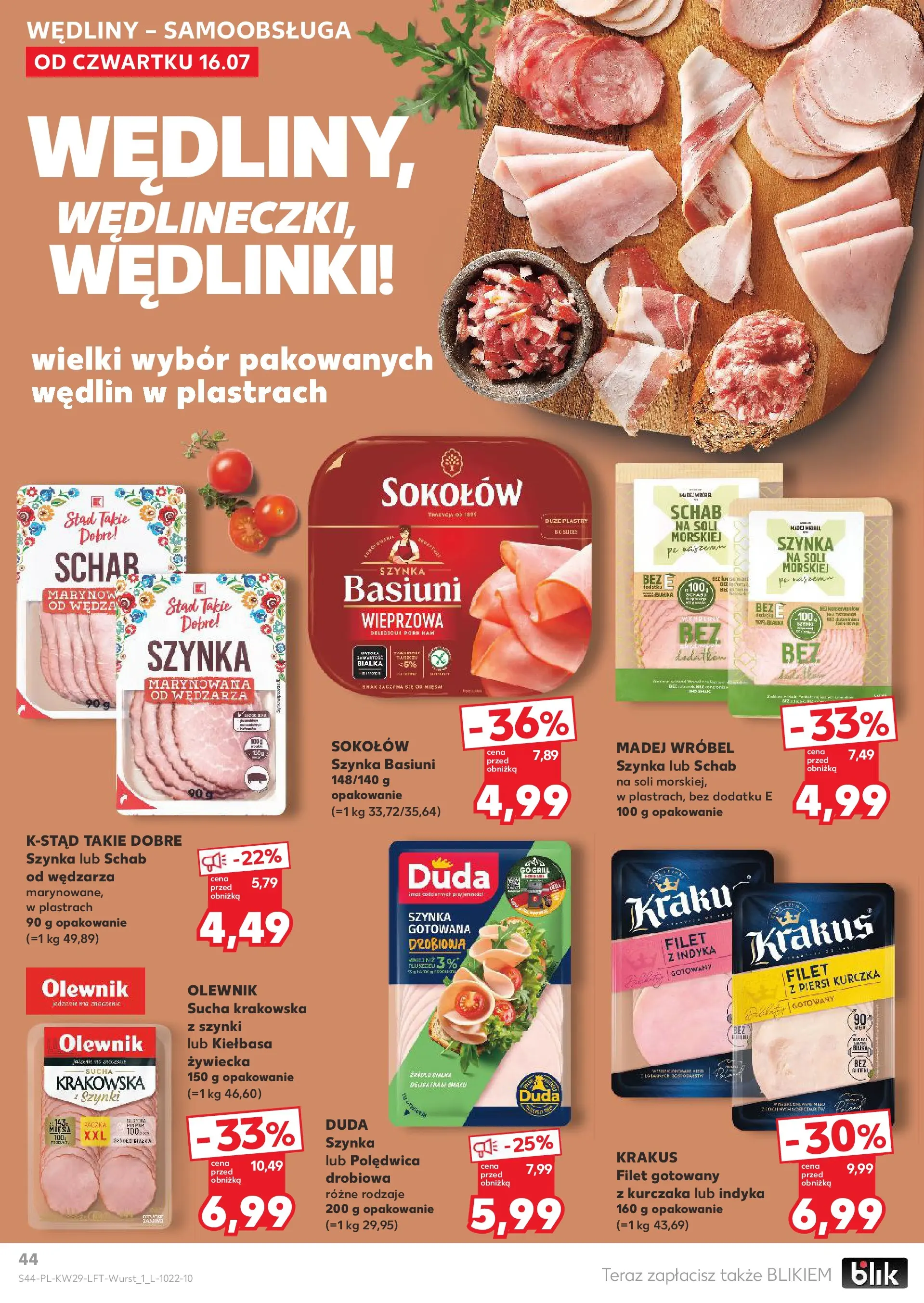 Kaufland gazetka (16.07.2026) - od jutra | Strona: 44 | Produkty: Schab, Piersi, Szynka wieprzowa, Szynka Kaufland gazetka od 16.07.2026 - od jutra PDF | Strona: 44 | Produkty: Schab, Piersi, Szynka wieprzowa, Szynka