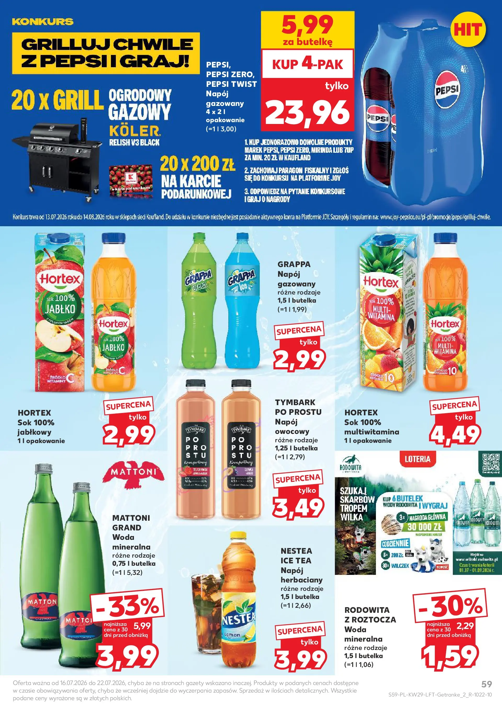 Kaufland gazetka (16.07.2026) - od jutra | Strona: 59 | Produkty: Karta, Grill, Pepsi, Woda Kaufland gazetka od 16.07.2026 - od jutra PDF | Strona: 59 | Produkty: Karta, Grill, Pepsi, Woda