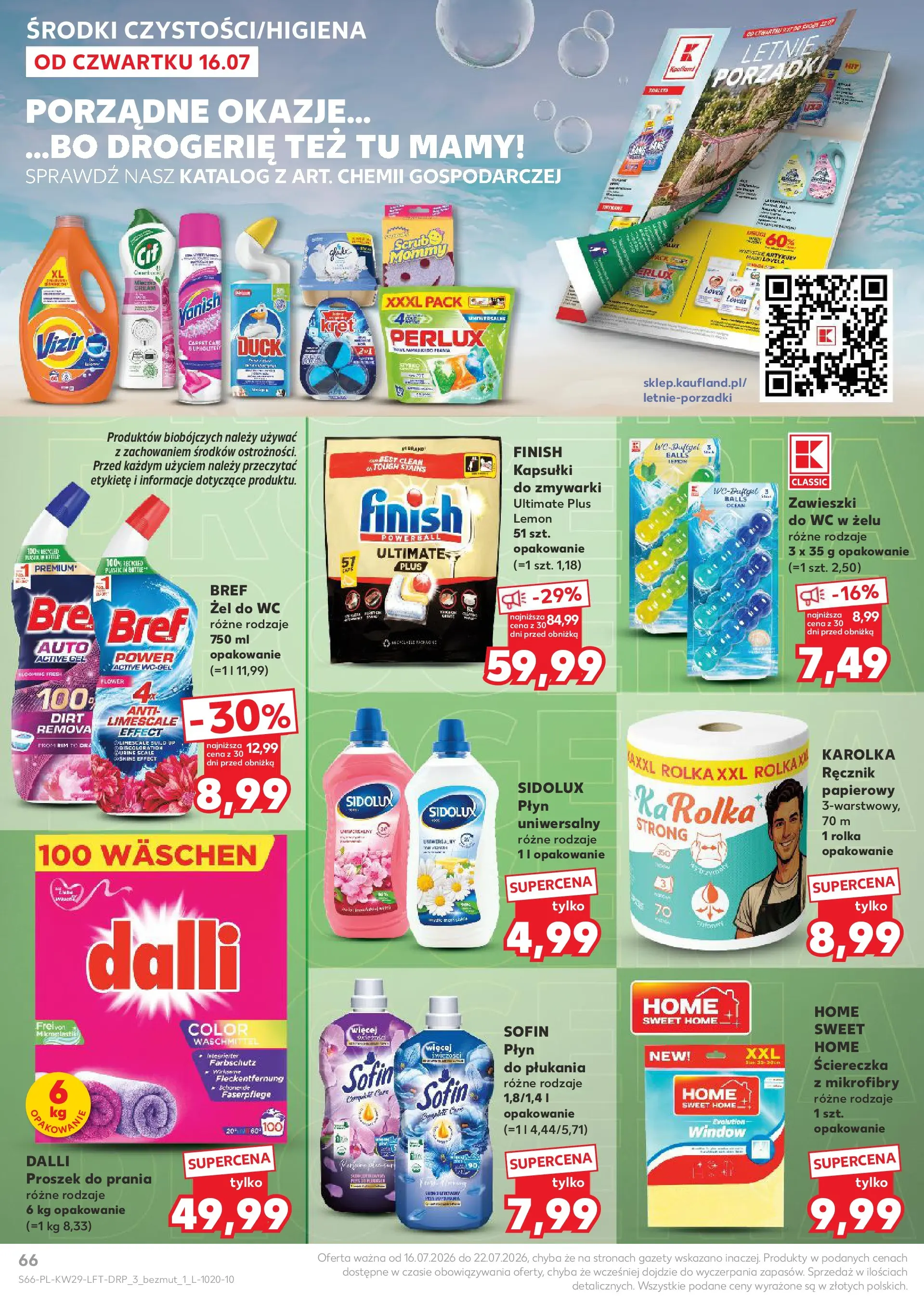 Kaufland gazetka (16.07.2026) - od jutra | Strona: 66 | Produkty: Finish, Proszek do prania, Detergent, Kapsułki do zmywarki Kaufland gazetka od 16.07.2026 - od jutra PDF | Strona: 66 | Produkty: Finish, Proszek do prania, Detergent, Kapsułki do zmywarki