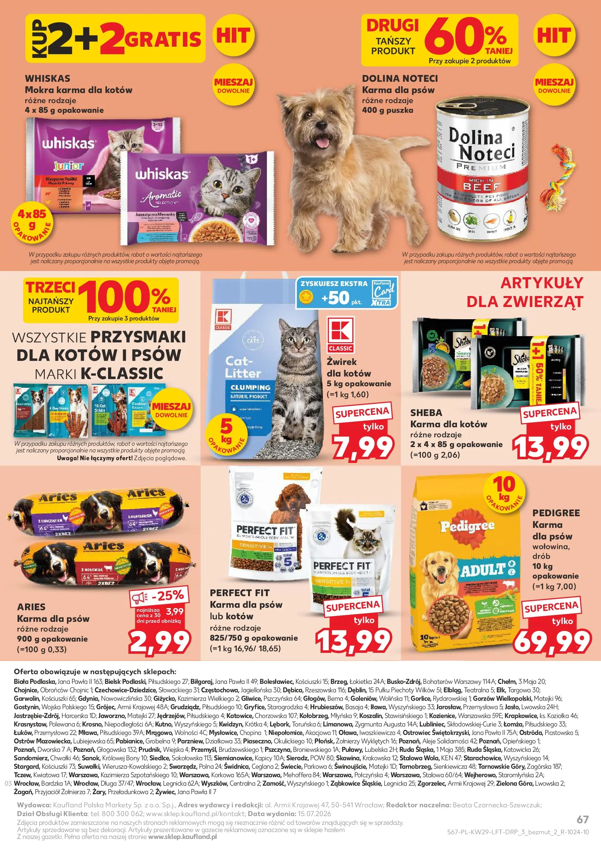 Kaufland gazetka (16.07.2026) - od jutra | Strona: 67 | Produkty: Pedigree, Karma dla kotów, Body, Karma dla psów Kaufland gazetka od 16.07.2026 - od jutra PDF | Strona: 67 | Produkty: Pedigree, Karma dla kotów, Body, Karma dla psów