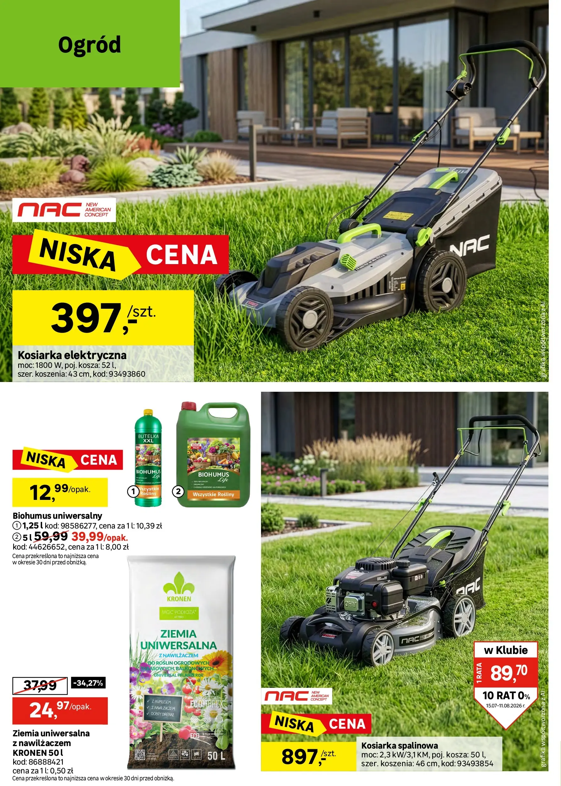 Leroy Merlin gazetka od (15.07.2026 - 11.08.2026) | Strona: 30 | Produkty: Ziemia uniwersalna, Kosiarka, Ziemia, Rosliny