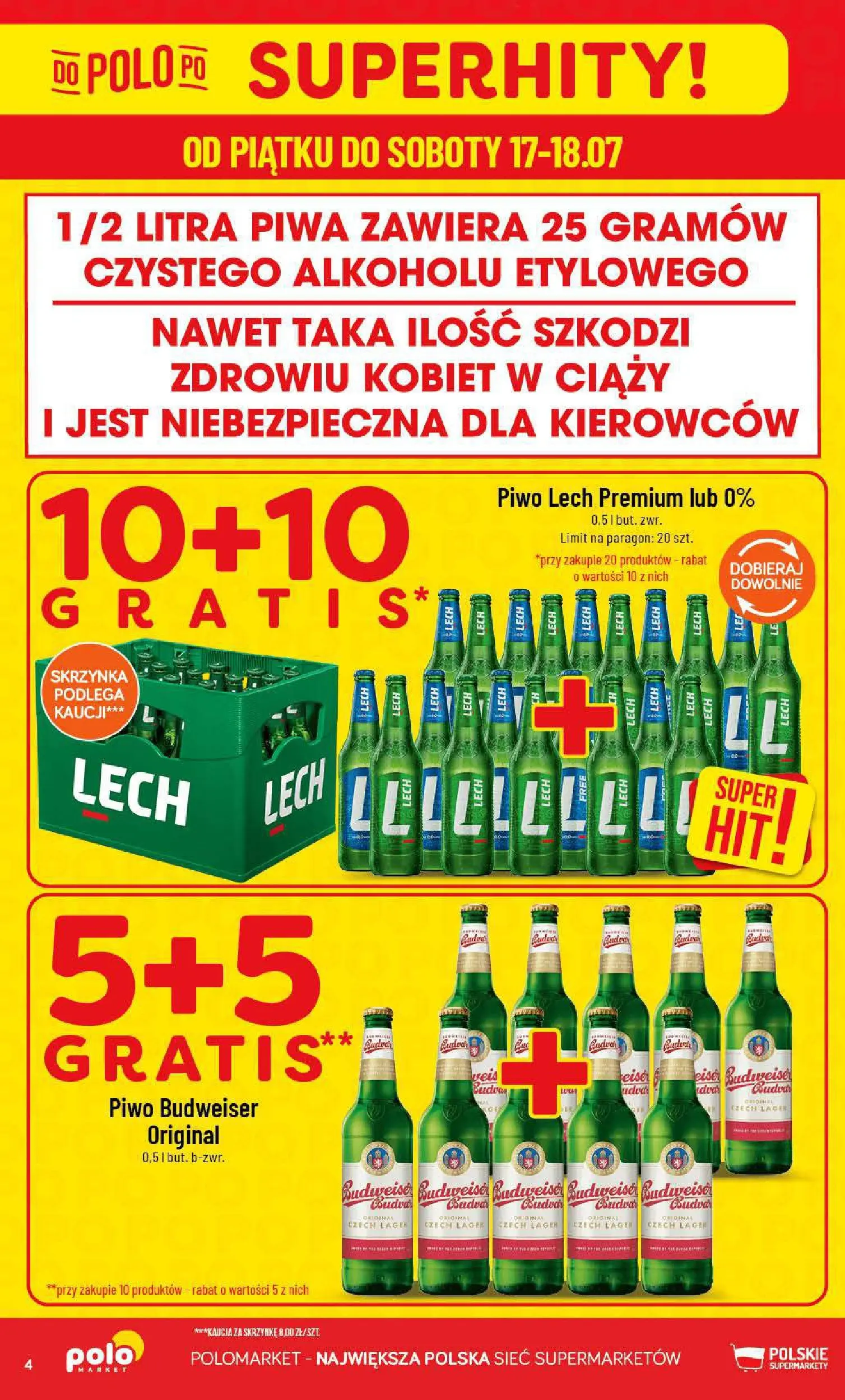 Nowa POLOmarket gazetka od jutra 15.07.2026 | Strona: 4 | Produkty: Piwo