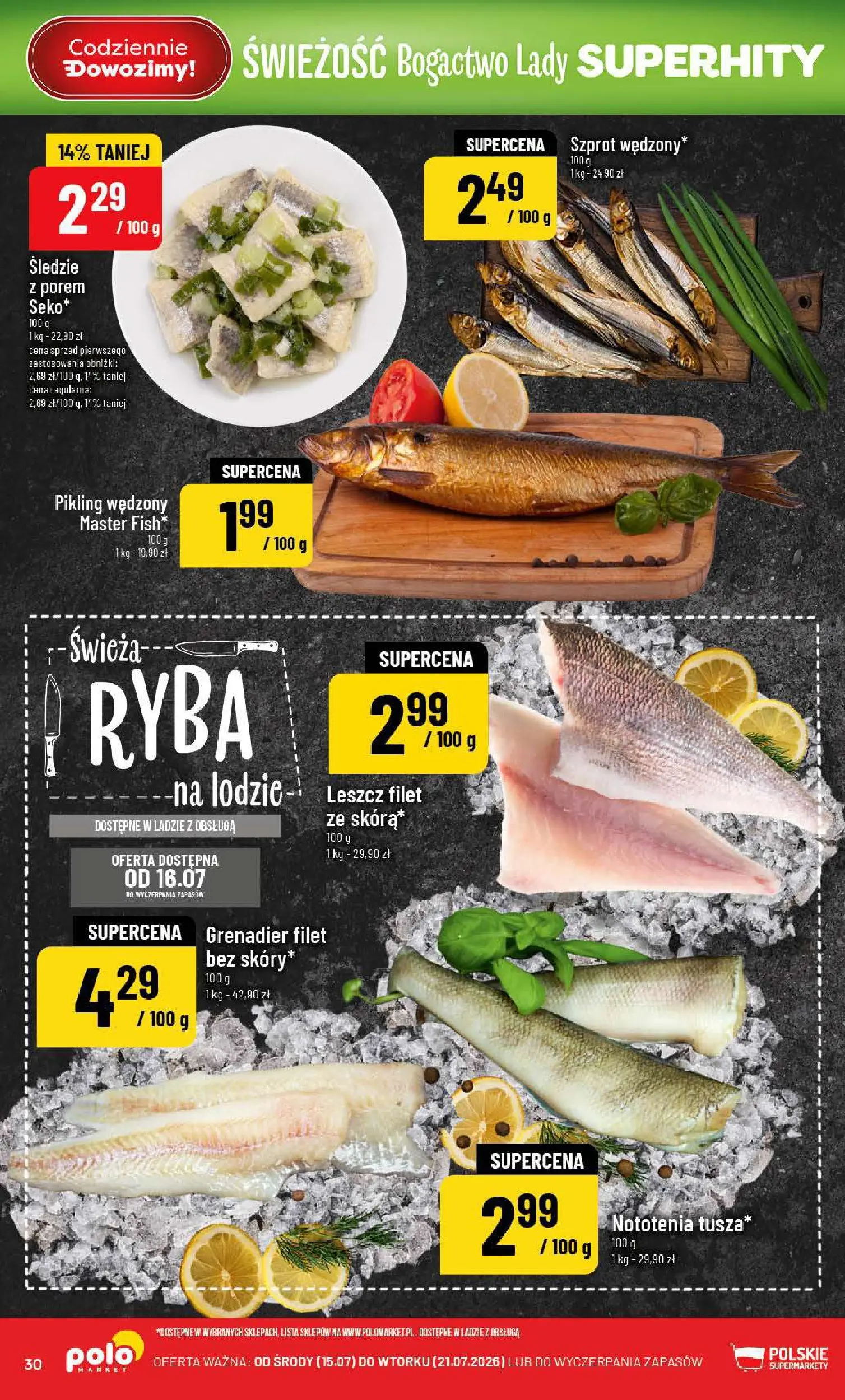 Nowa POLOmarket gazetka od jutra 15.07.2026 | Strona: 30 | Produkty: Ryba