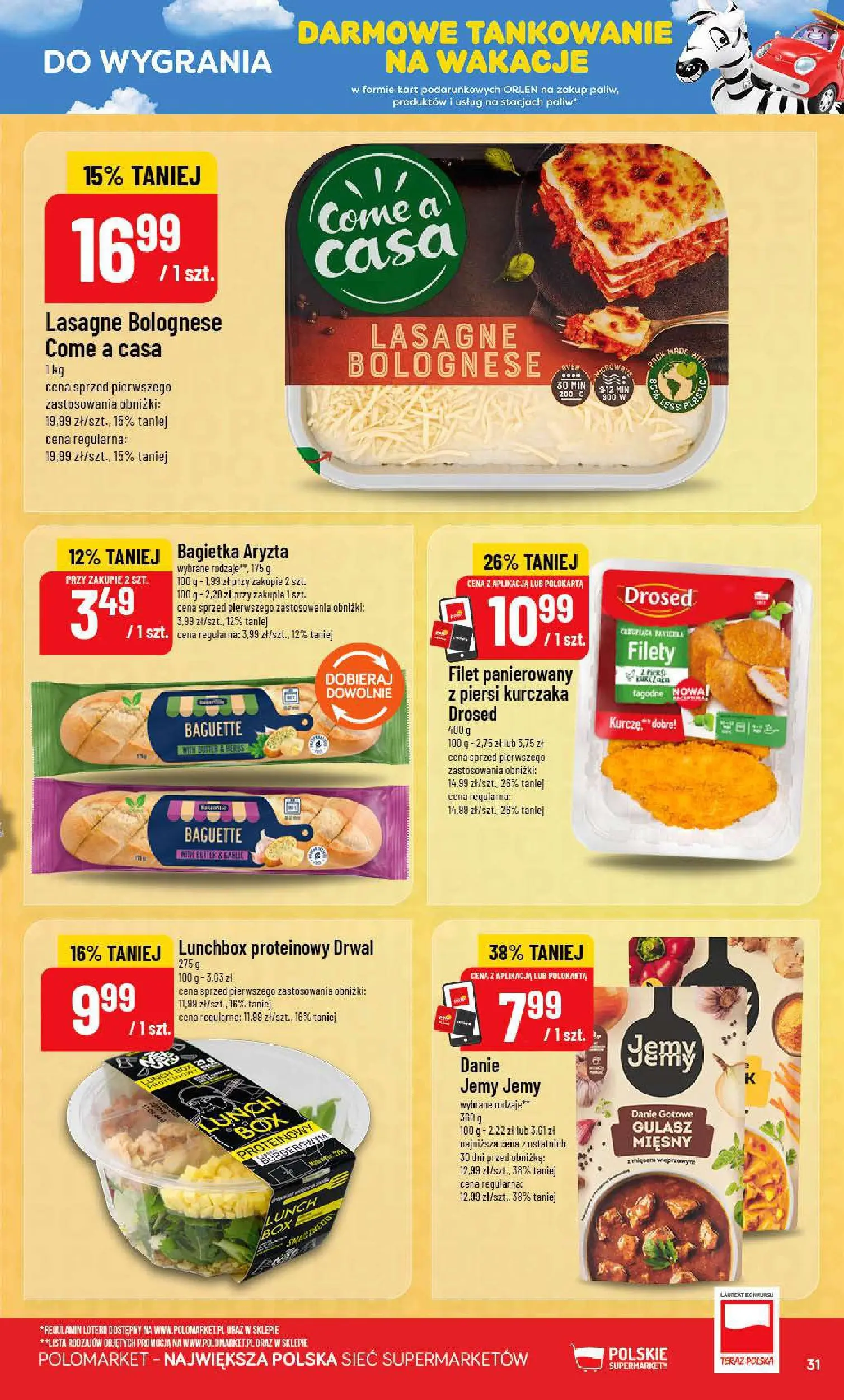 Nowa POLOmarket gazetka od jutra 15.07.2026 | Strona: 31 | Produkty: Piersi, Lasagne, Bagietka, Lasagne bolognese