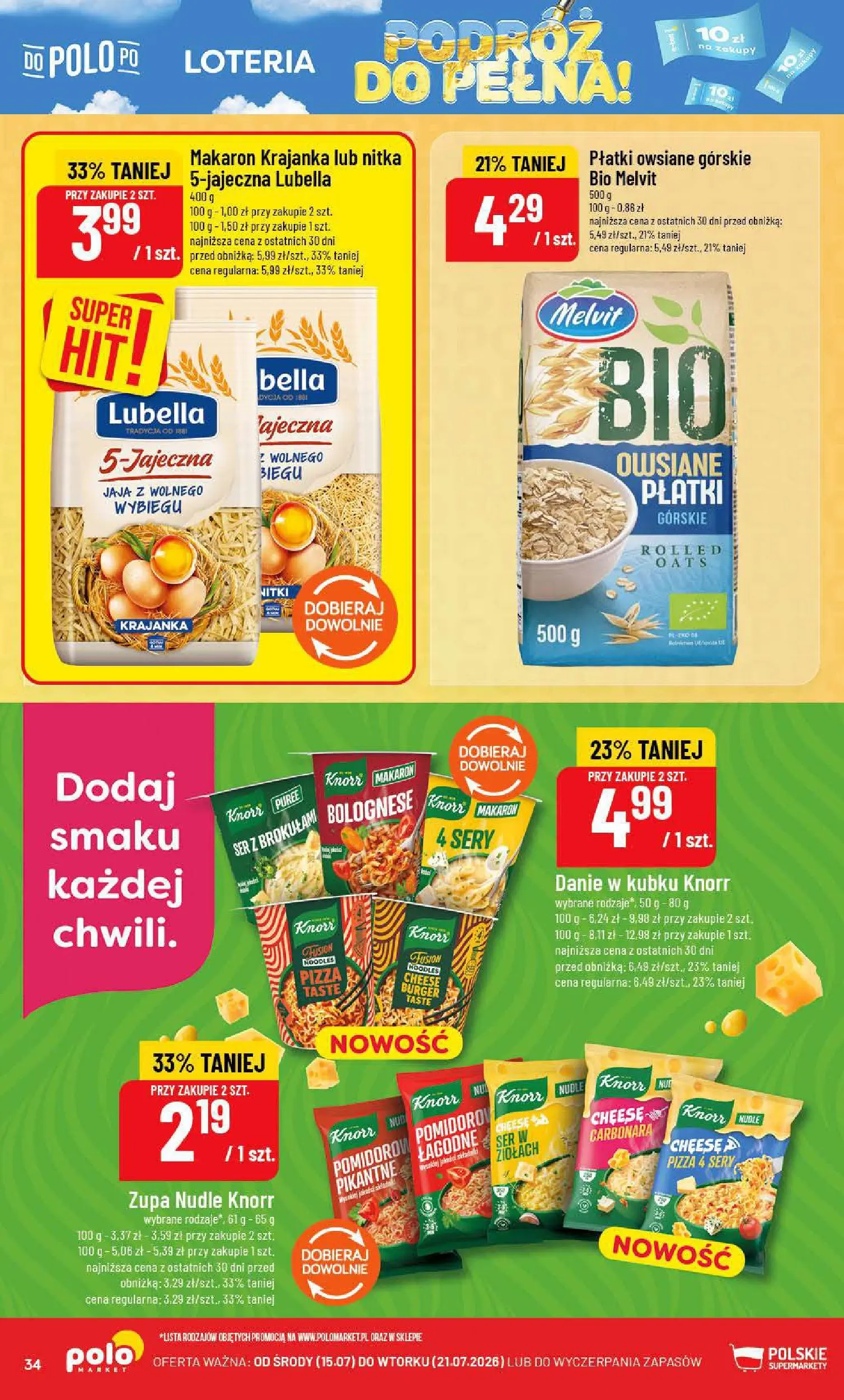Nowa POLOmarket gazetka od jutra 15.07.2026 | Strona: 34 | Produkty: Carbonara, Ser, Pizza, Jaja