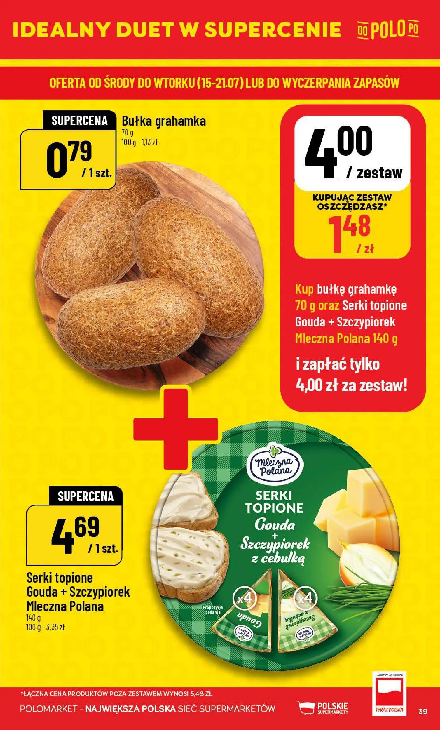 Nowa POLOmarket gazetka od jutra 15.07.2026 | Strona: 39 | Produkty: Bułka