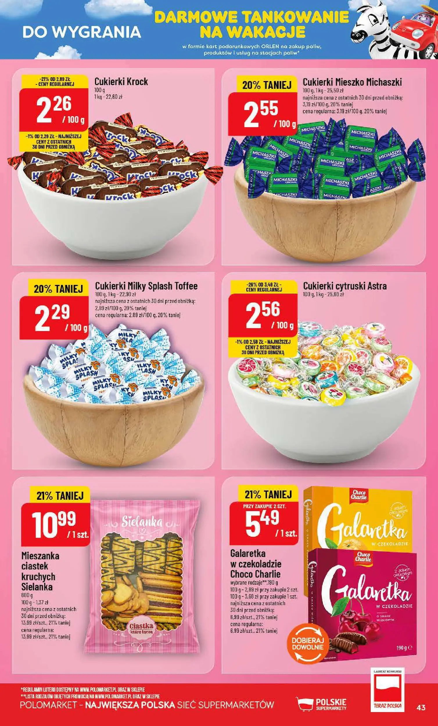 Nowa POLOmarket gazetka od jutra 15.07.2026 | Strona: 43 | Produkty: Galaretka, Cukierki, Ciastka