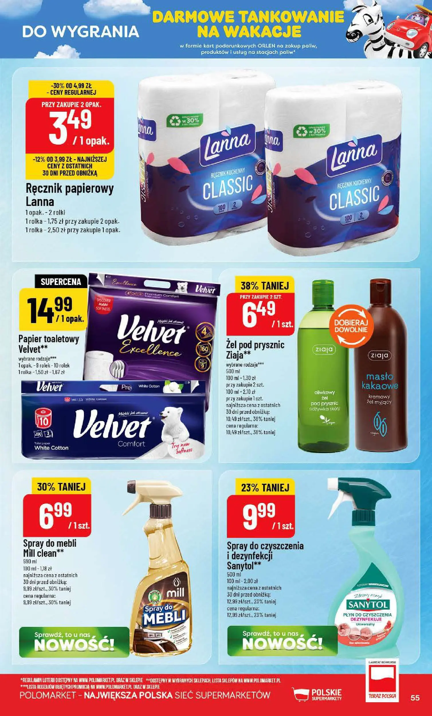 Nowa POLOmarket gazetka od jutra 15.07.2026 | Strona: 55 | Produkty: Papier toaletowy, Prysznic, Odżywka, Żel pod prysznic