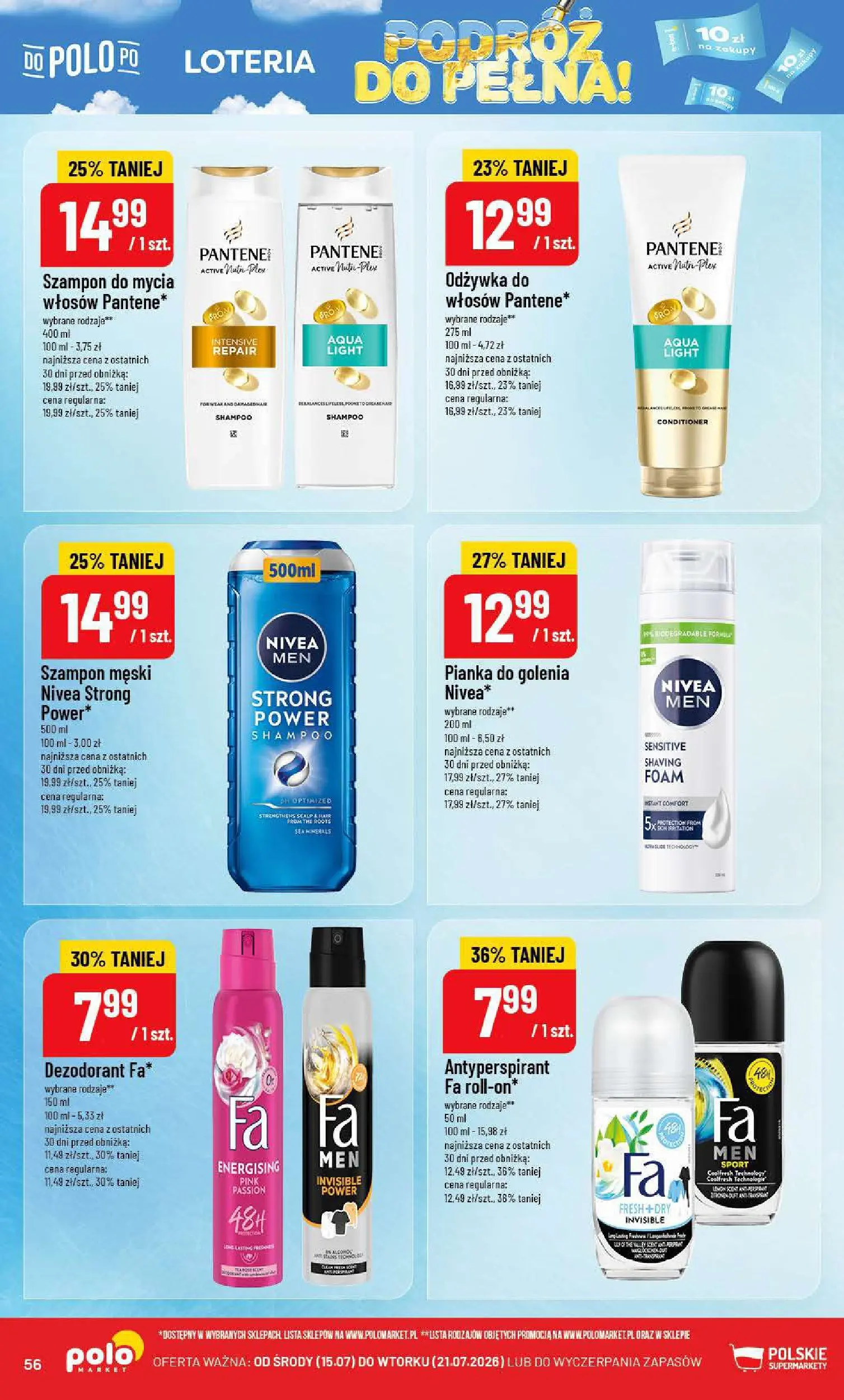 Nowa POLOmarket gazetka od jutra 15.07.2026 | Strona: 56 | Produkty: Szampon, Pianka do golenia, Dezodorant, Antyperspirant