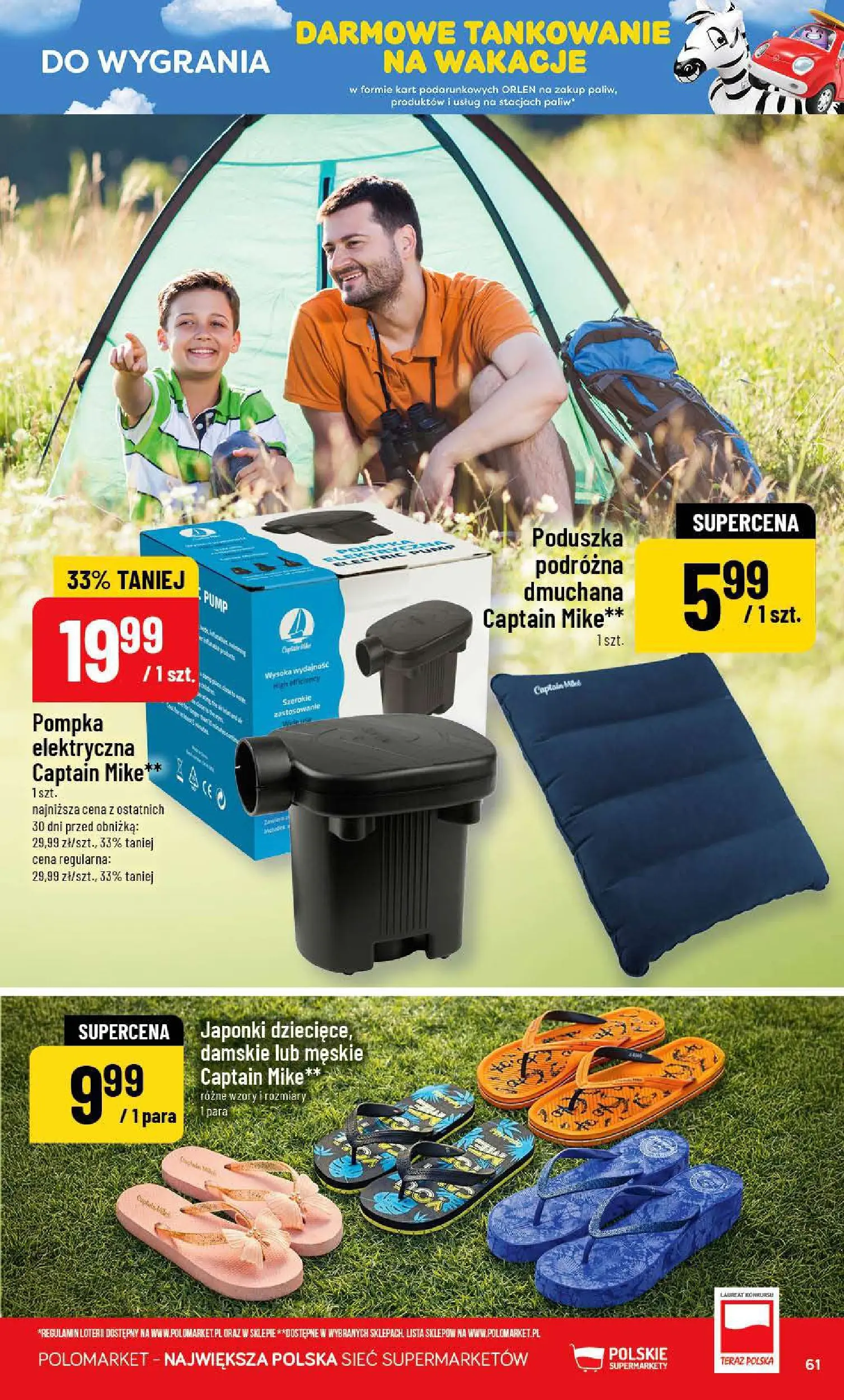 Nowa POLOmarket gazetka od jutra 15.07.2026 | Strona: 61 | Produkty: Japonki, Poduszka