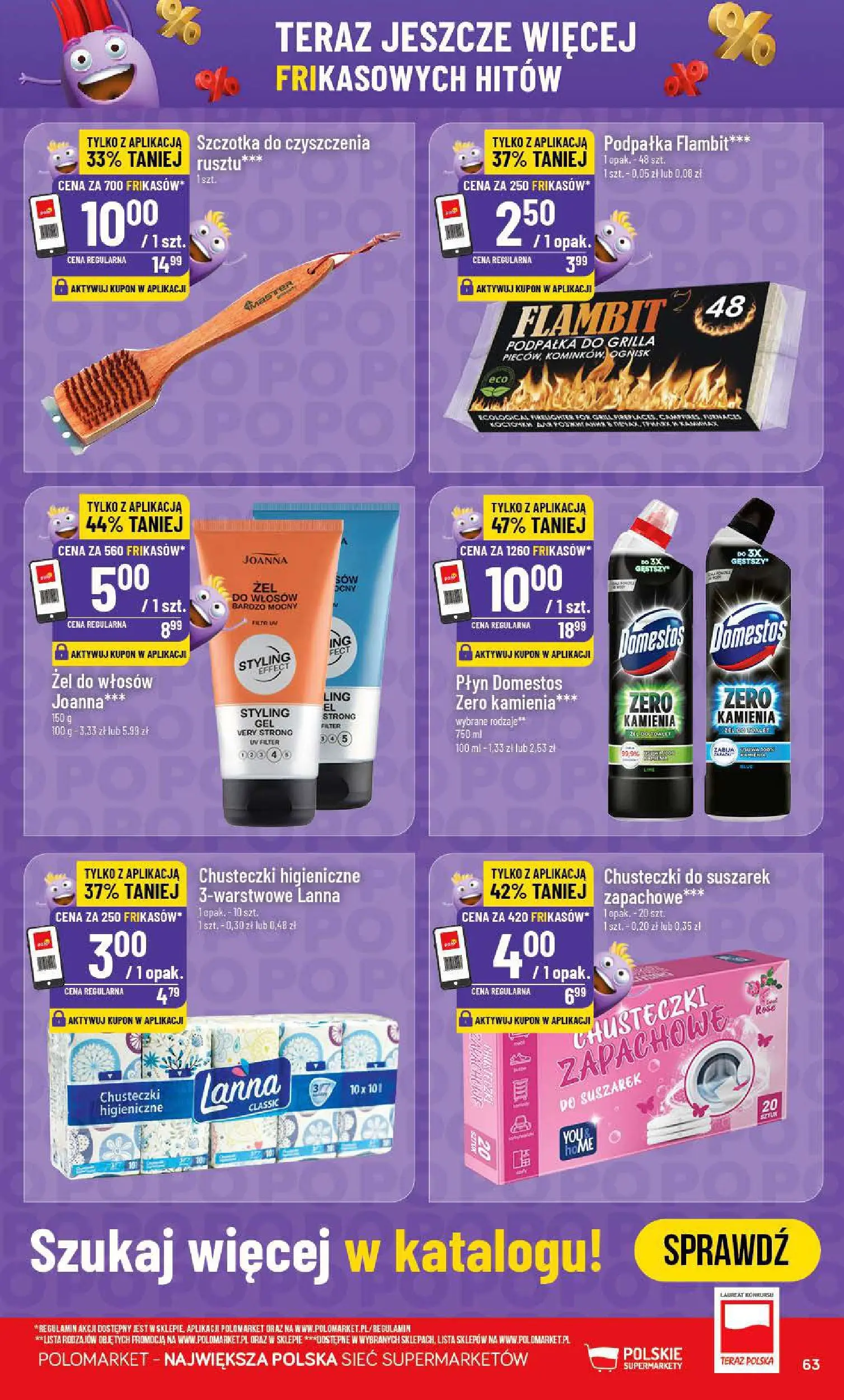 Nowa POLOmarket gazetka od jutra 15.07.2026 | Strona: 63 | Produkty: Chusteczki higieniczne, Domestos, Szczotka